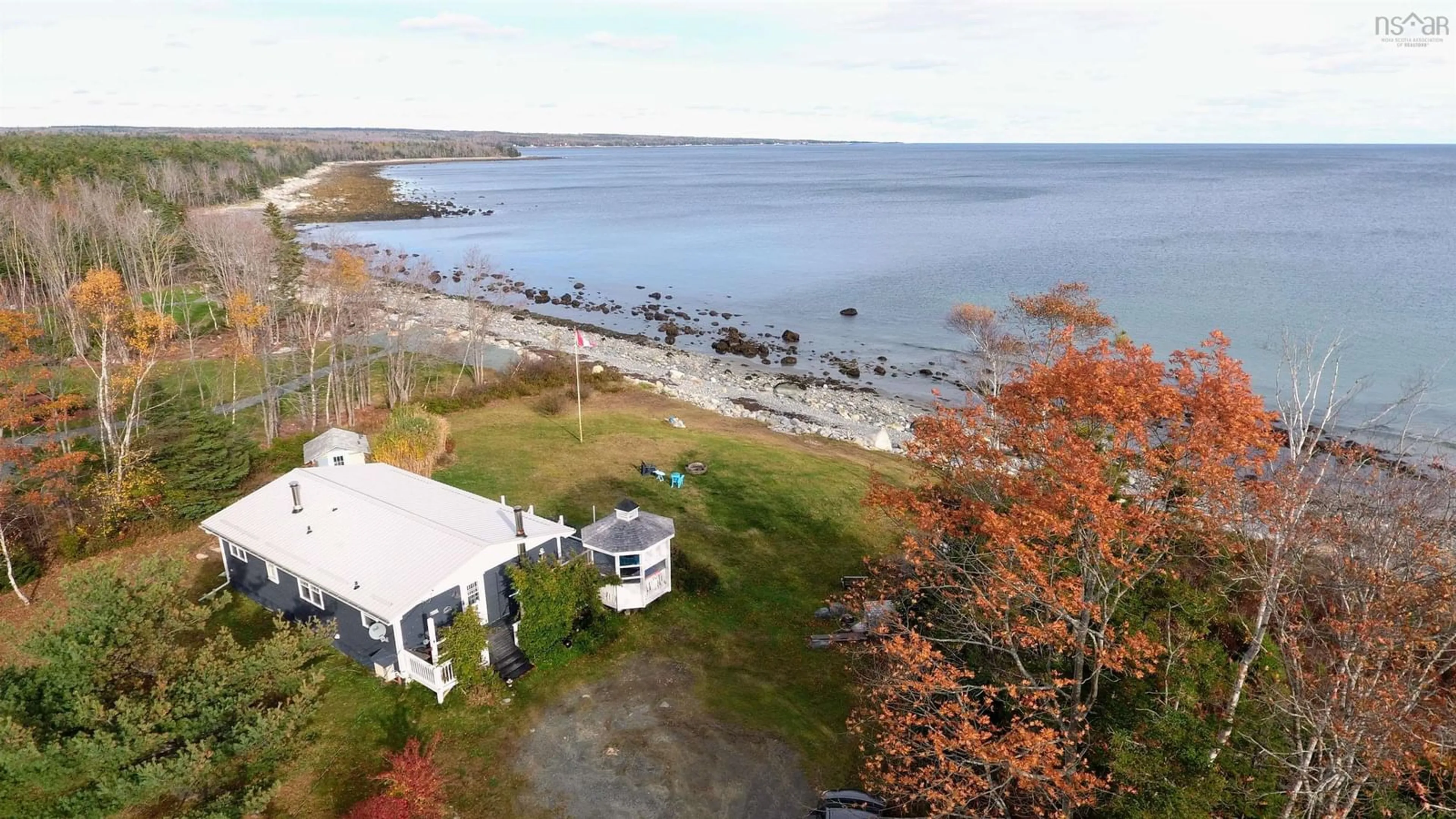 A pic from outside/outdoor area/front of a property/back of a property/a pic from drone, water/lake/river/ocean view for 258 Bells Point Rd, Port Mouton Nova Scotia B0T 1T0