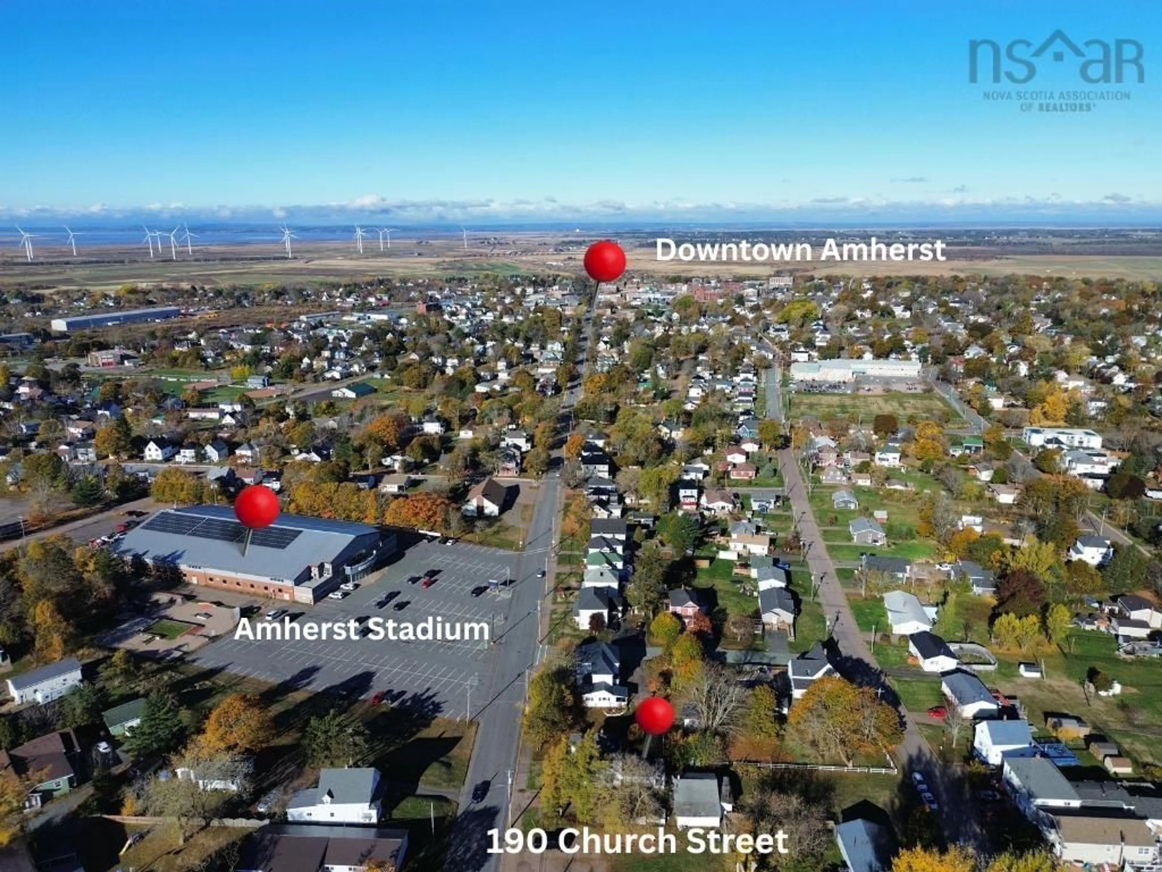 A pic from outside/outdoor area/front of a property/back of a property/a pic from drone, street for 190 Church St, Amherst Nova Scotia B4H 3C6