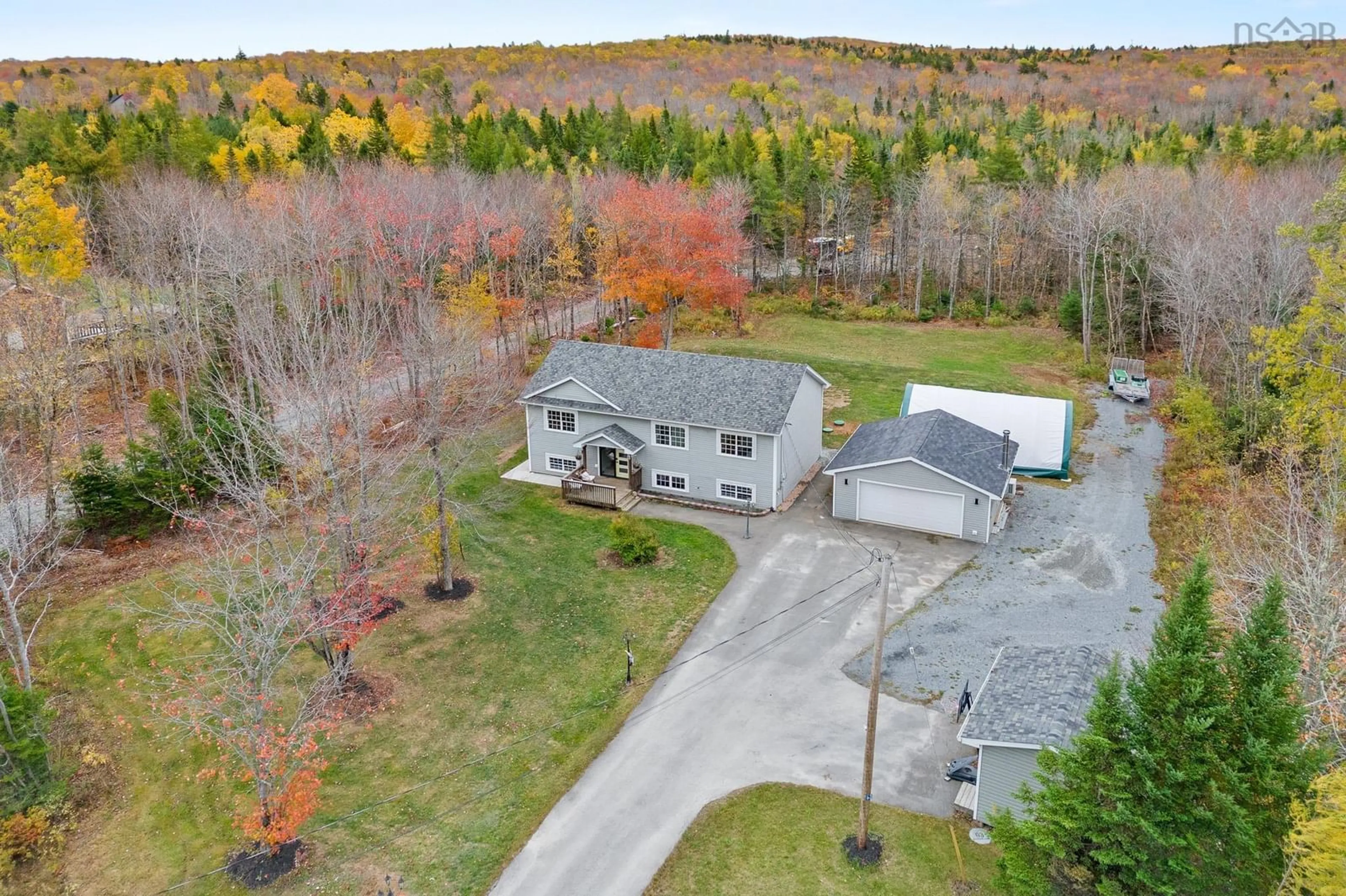 A pic from outside/outdoor area/front of a property/back of a property/a pic from drone, unknown for 63 Mckenzie Lane, East Uniacke Nova Scotia B0N 1Z0
