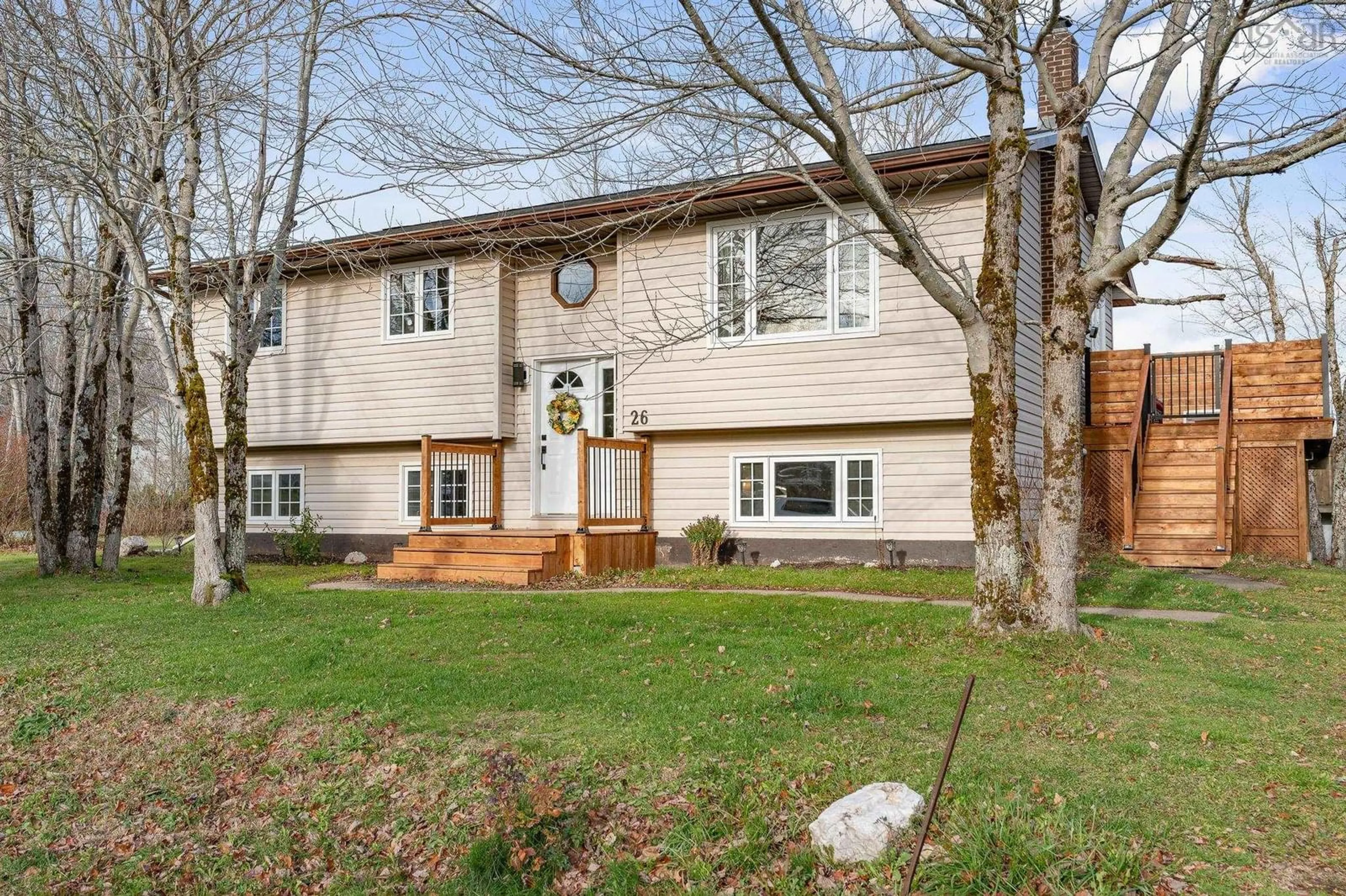 Home with vinyl exterior material, street for 26 Frederick Allen Dr, Lantz Nova Scotia B2S 1X9
