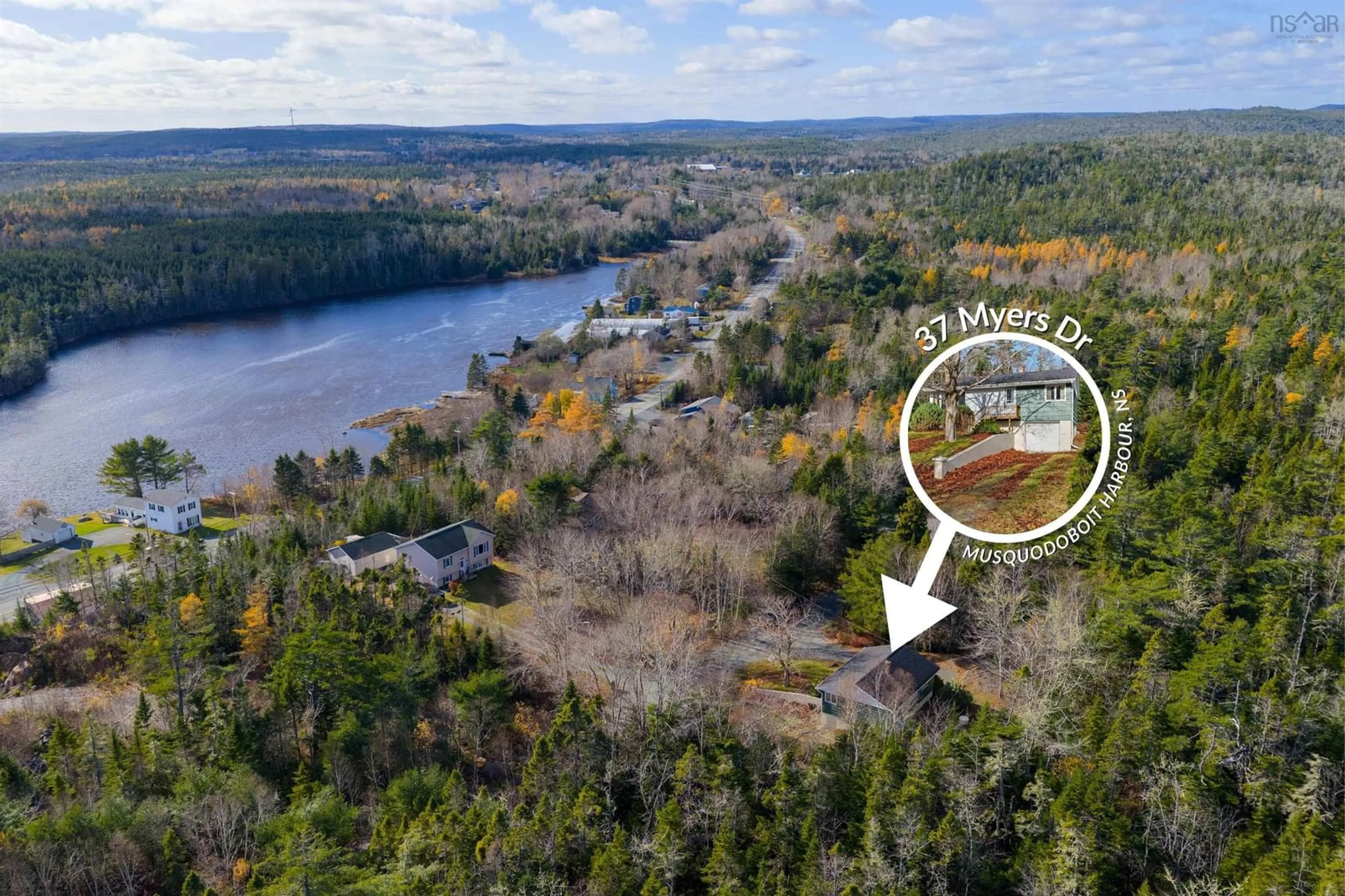 A pic from outside/outdoor area/front of a property/back of a property/a pic from drone, water/lake/river/ocean view for 37 Myers Dr, Musquodoboit Harbour Nova Scotia B0J 2L0