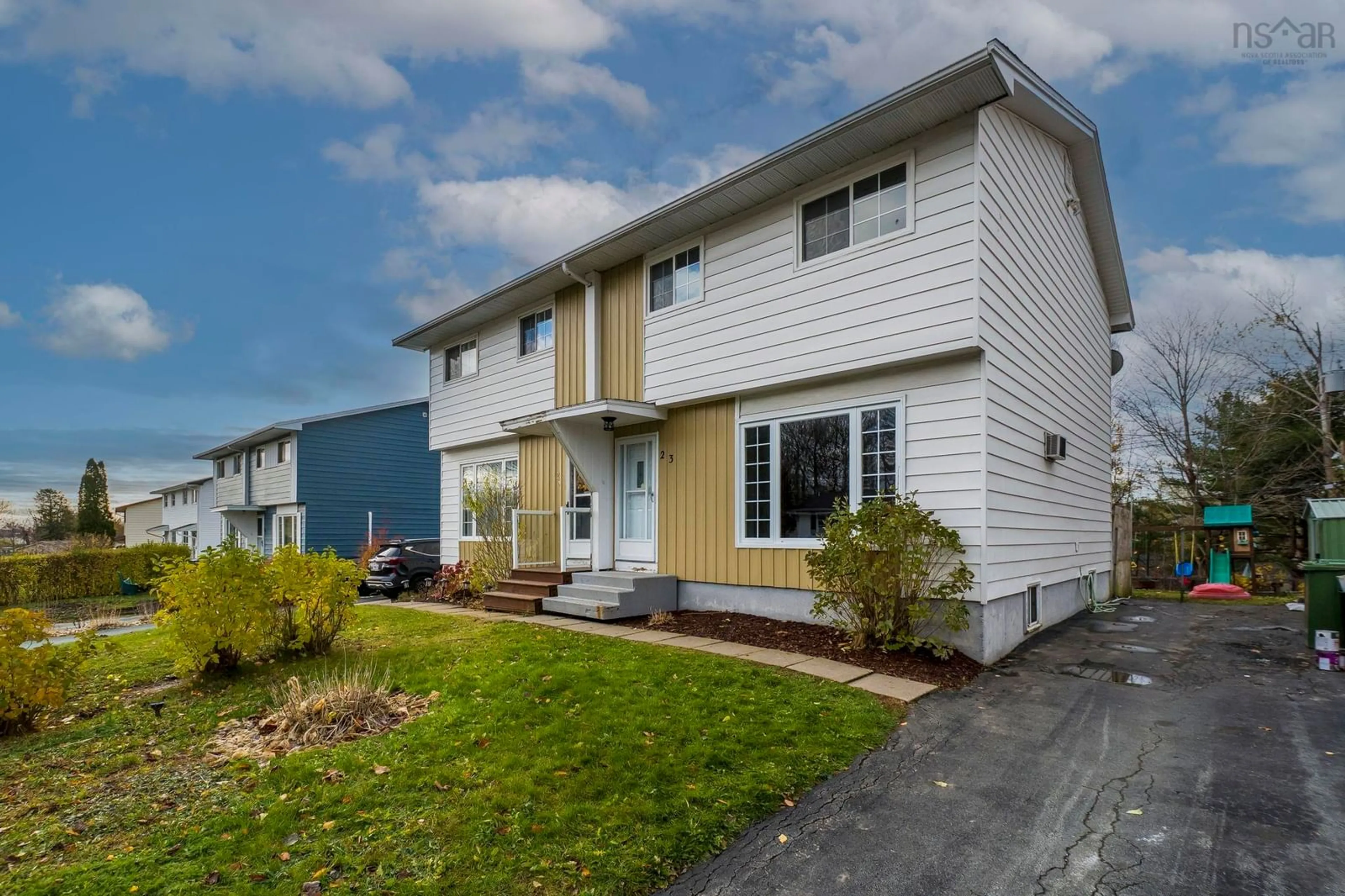 Home with vinyl exterior material, street for 23 Nordic Cres, Lower Sackville Nova Scotia B4C 2E4