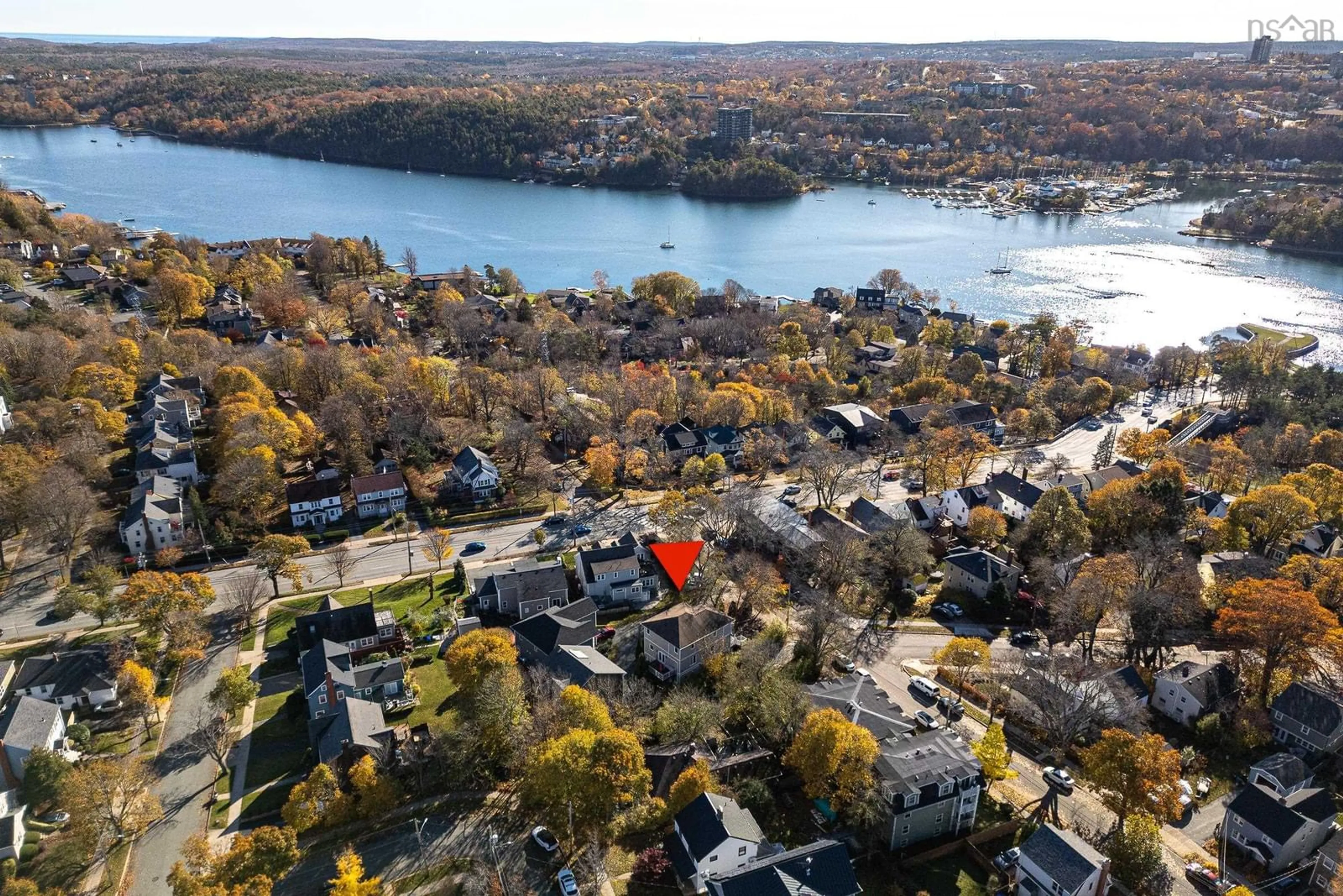 A pic from outside/outdoor area/front of a property/back of a property/a pic from drone, water/lake/river/ocean view for 2077 Quinn St, Halifax Nova Scotia B3L 3E5
