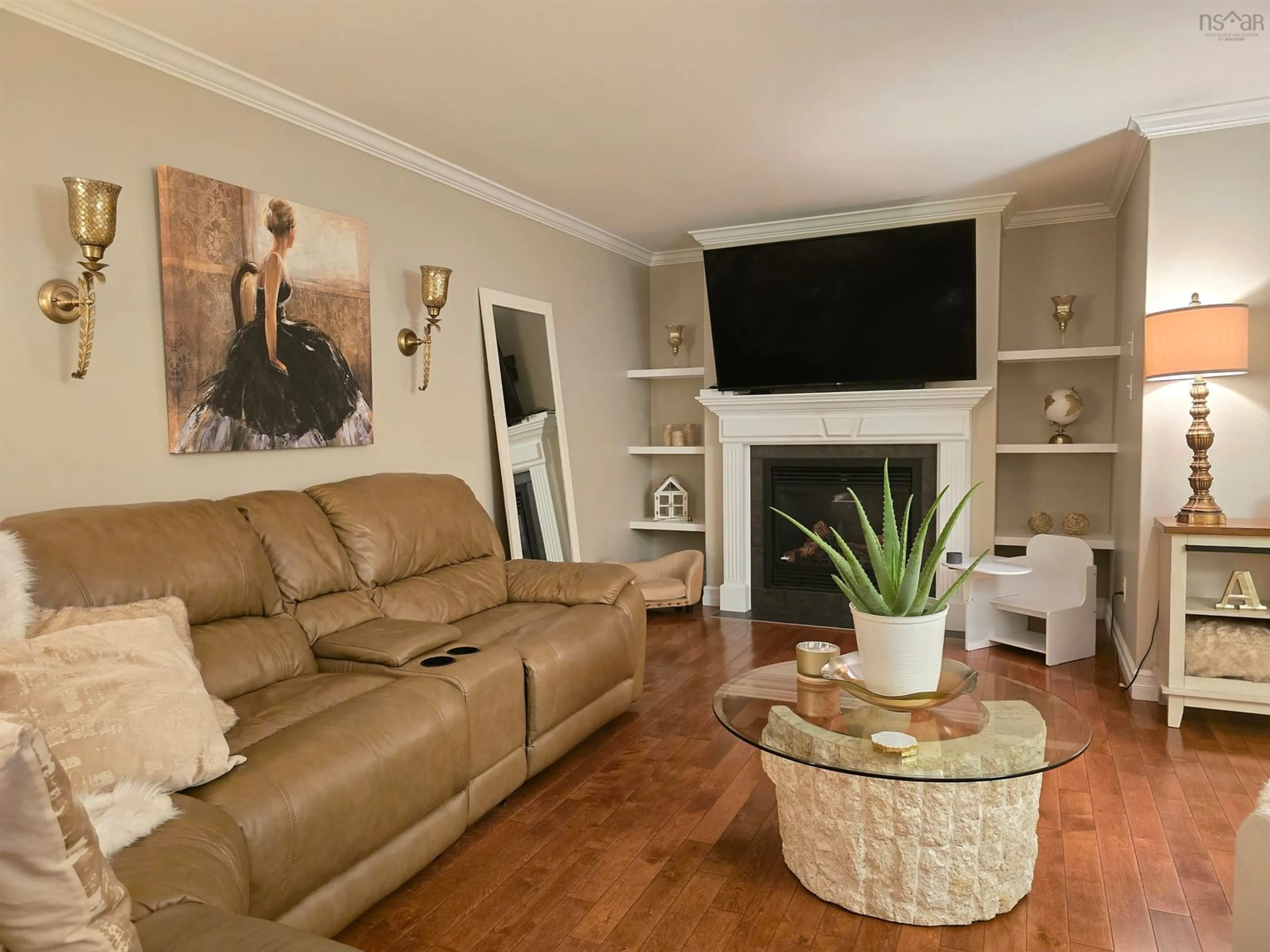 Living room with furniture, wood/laminate floor for 52 Viridian Dr, Dartmouth Nova Scotia B3A 0B7