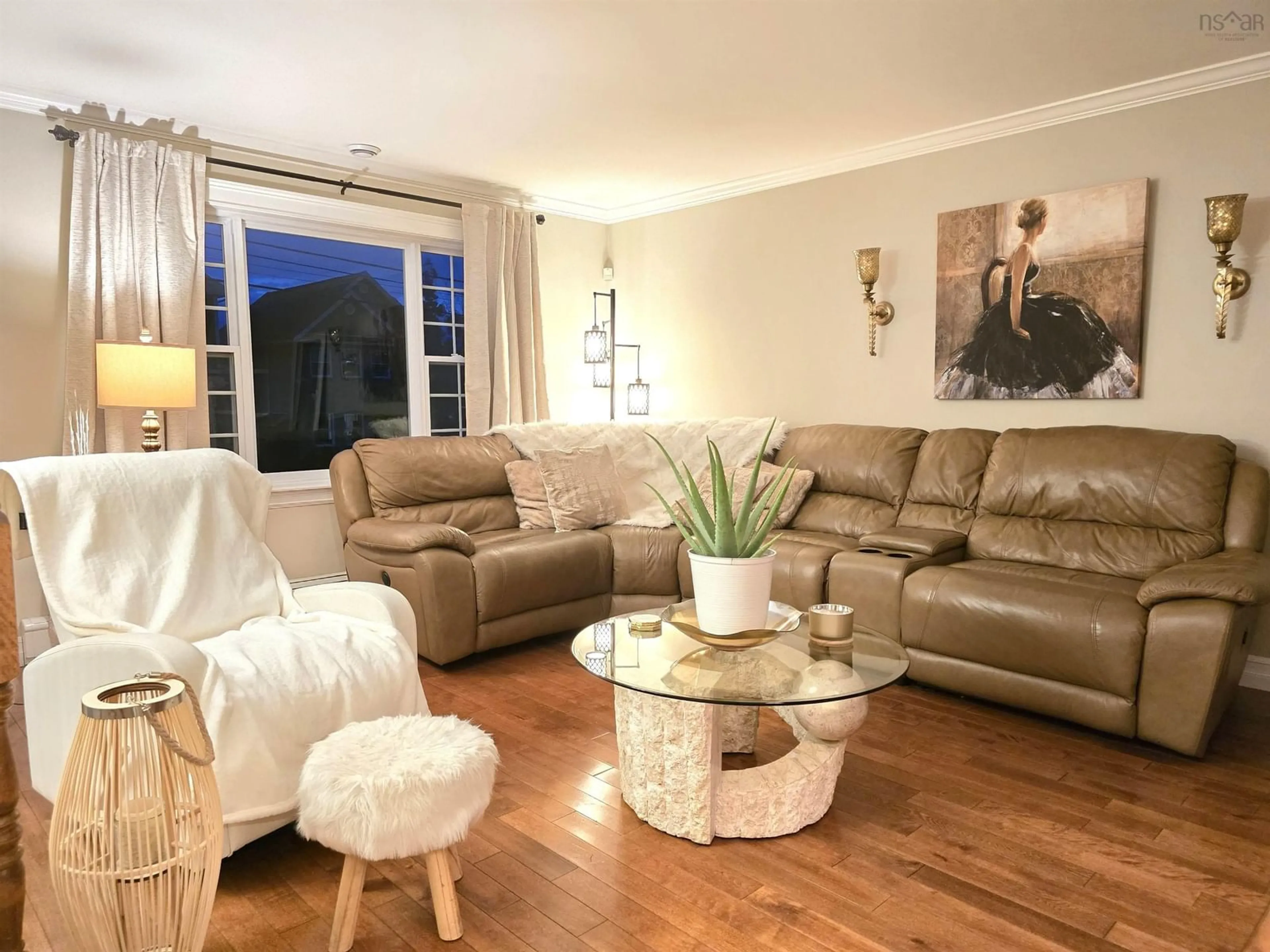 Living room with furniture, wood/laminate floor for 52 Viridian Dr, Dartmouth Nova Scotia B3A 0B7