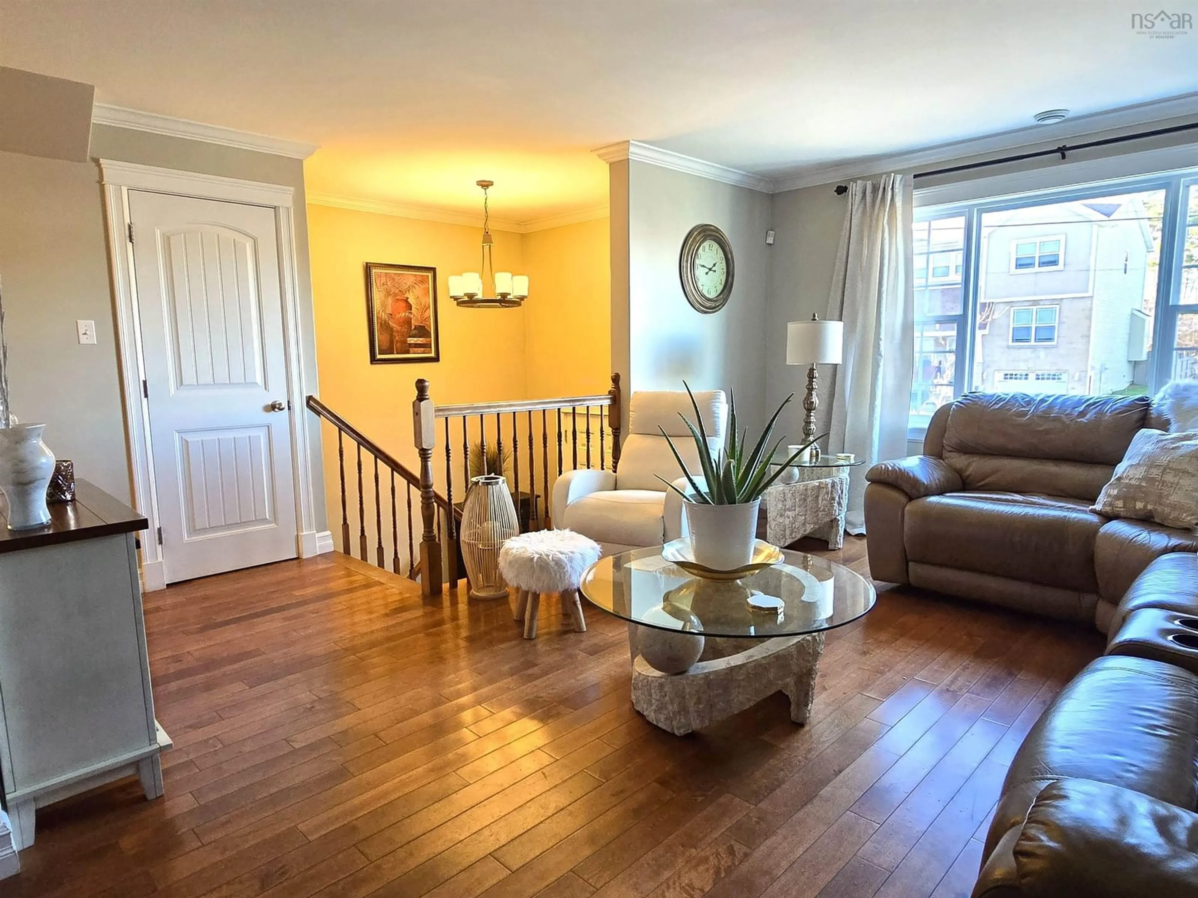 Living room with furniture, wood/laminate floor for 52 Viridian Dr, Dartmouth Nova Scotia B3A 0B7