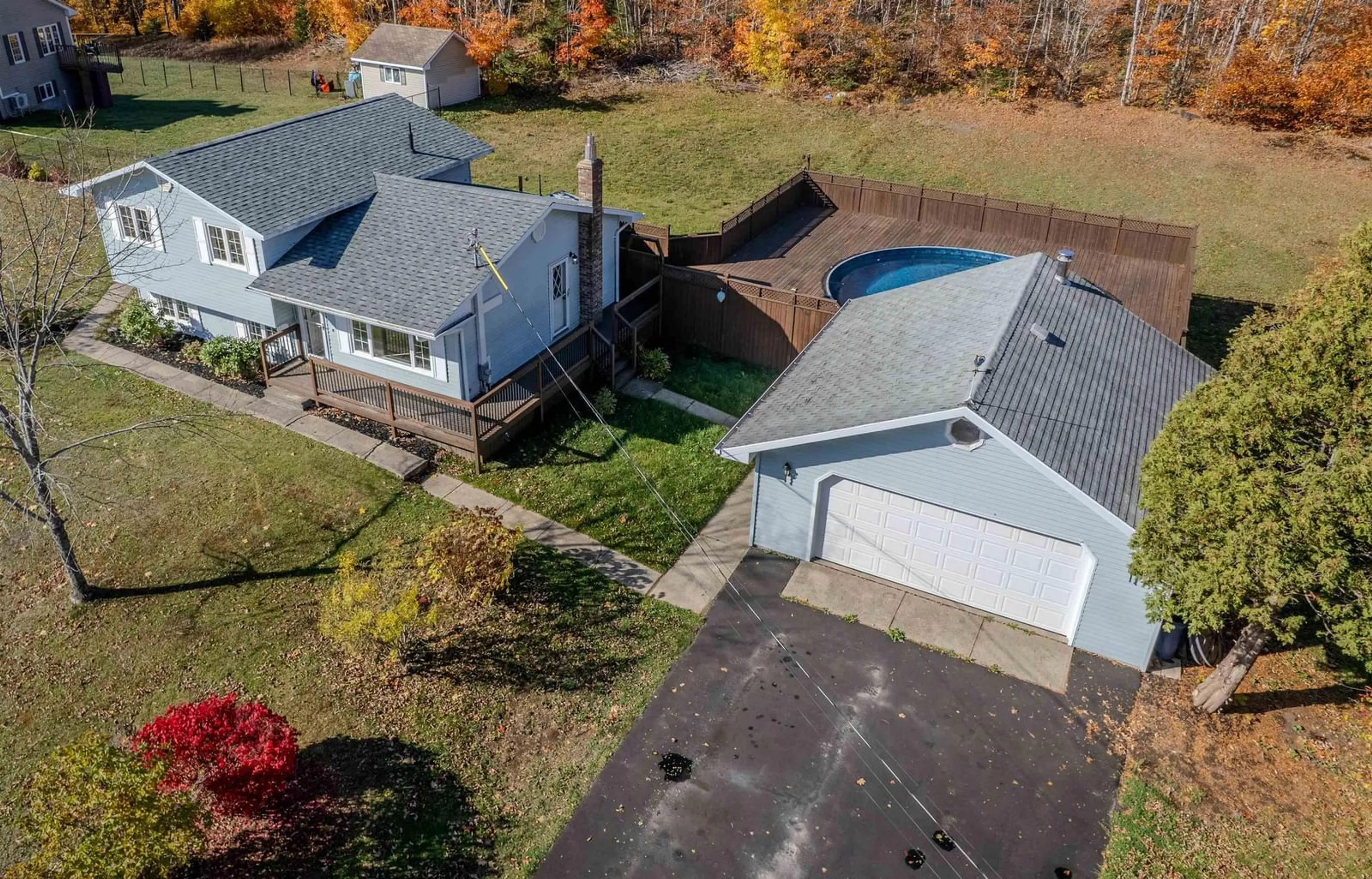 A pic from outside/outdoor area/front of a property/back of a property/a pic from drone, water/lake/river/ocean view for 22 Oakland Dr, Howie Centre Nova Scotia B1L 1H1