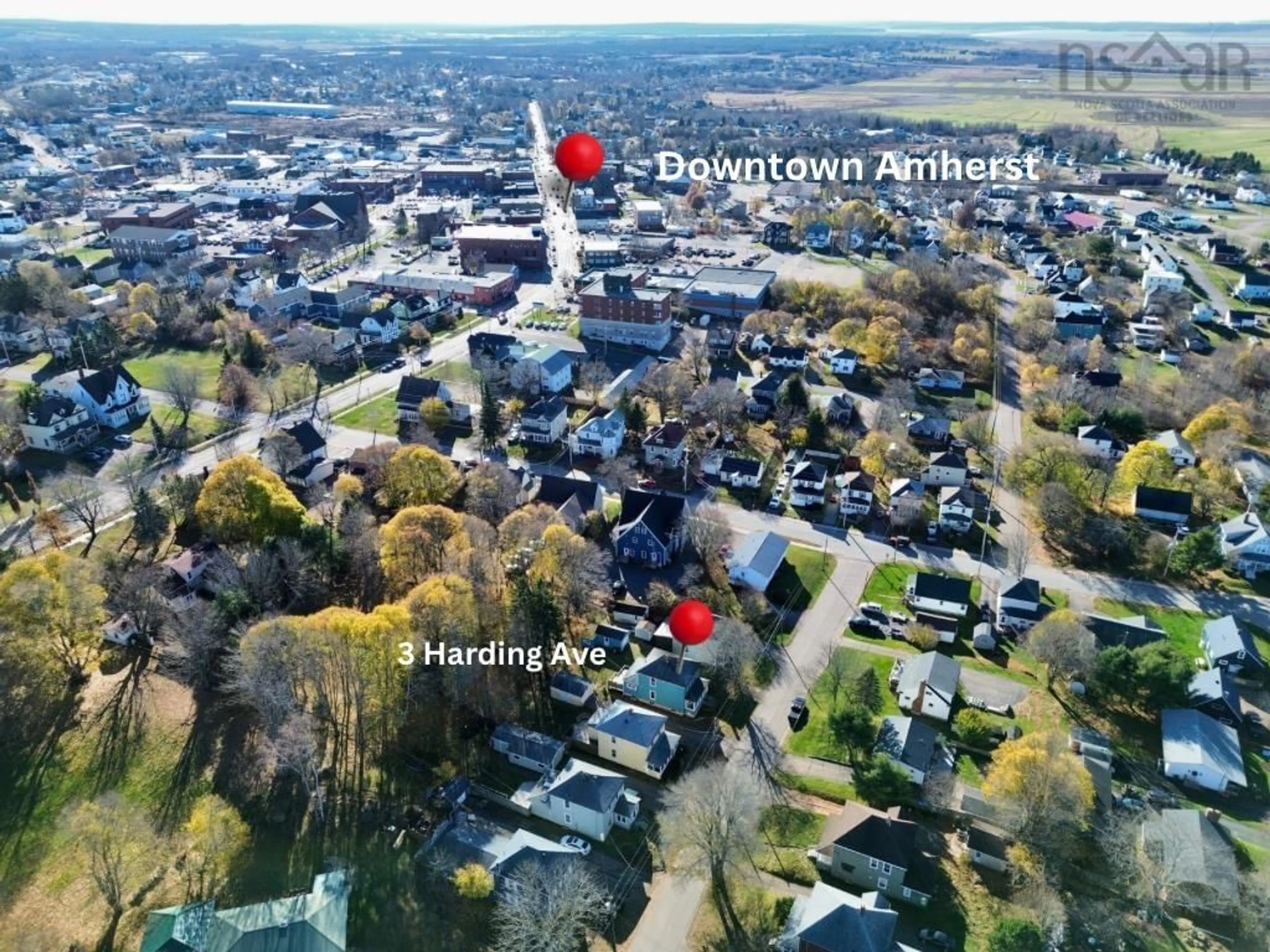 A pic from outside/outdoor area/front of a property/back of a property/a pic from drone, street for 3 Harding Ave, Amherst Nova Scotia B4H 2A8