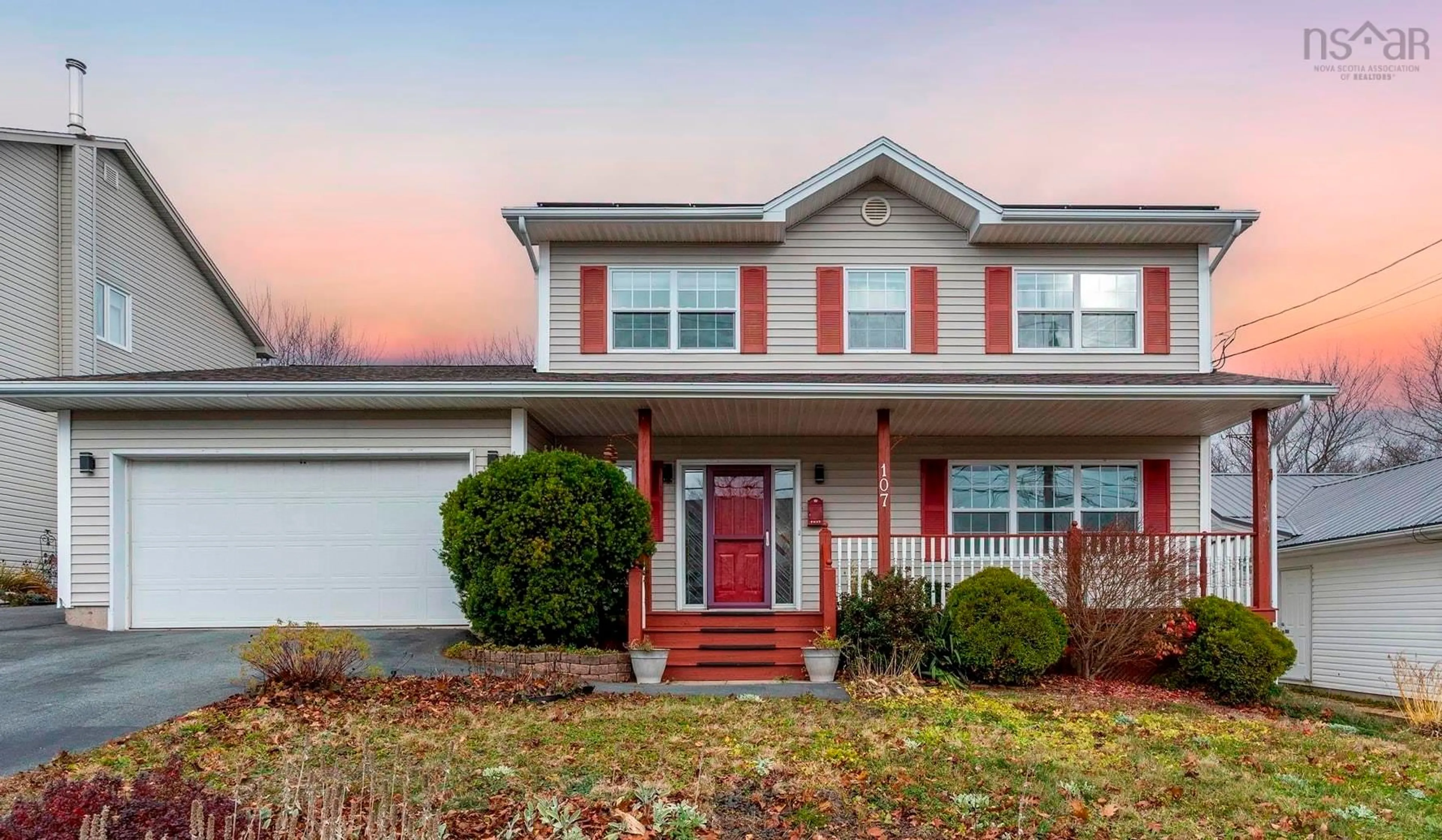 Home with vinyl exterior material, street for 107 Lancaster Dr, Dartmouth Nova Scotia B3A 4X8