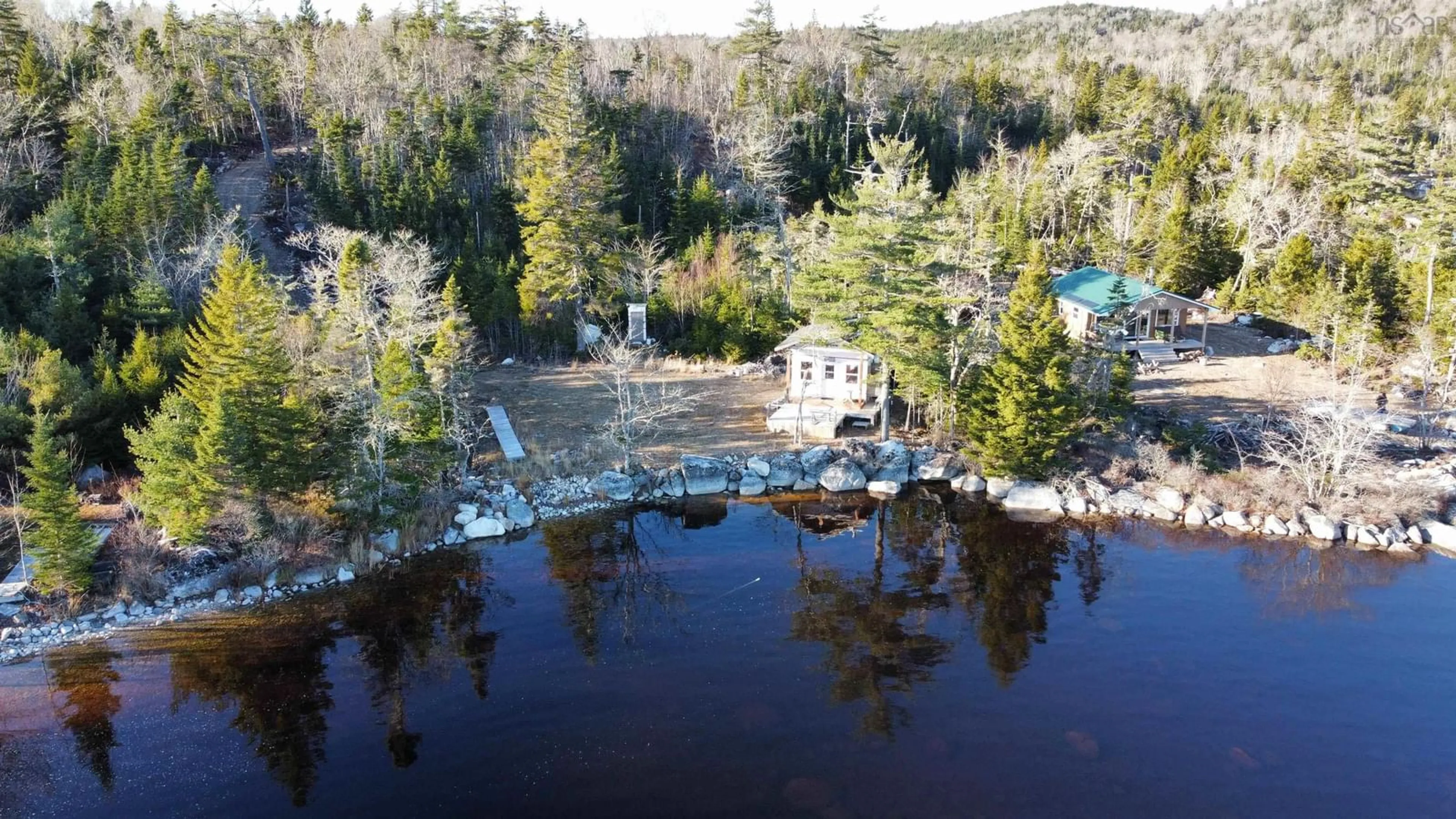 A pic from outside/outdoor area/front of a property/back of a property/a pic from drone, water/lake/river/ocean view for 1184 Lake Charlotte Water Access Way, Upper Lakeville Nova Scotia B0J 2L0