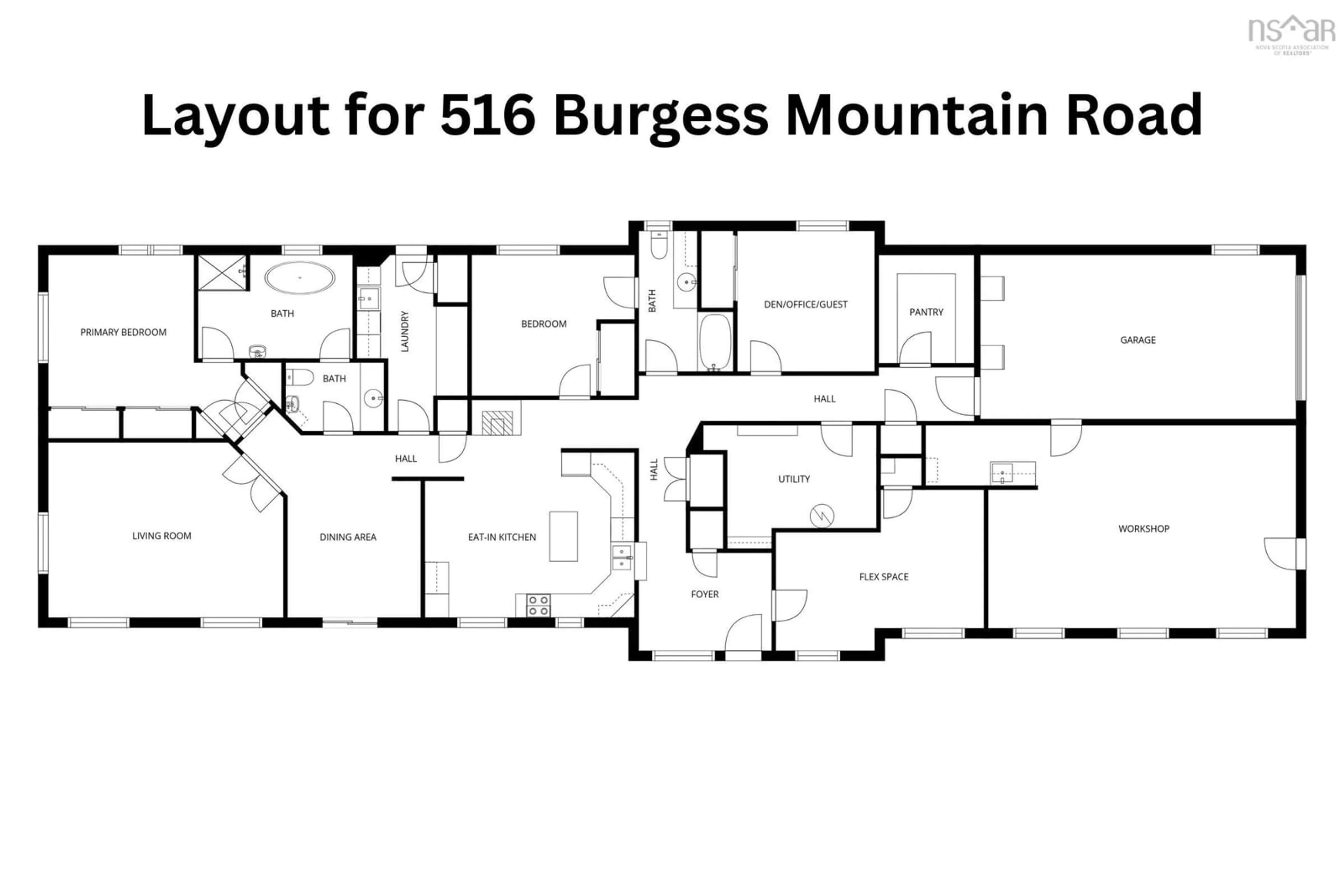 Floor plan for 516 Burgess Mountain Rd, Woodville Nova Scotia B0P 1G0