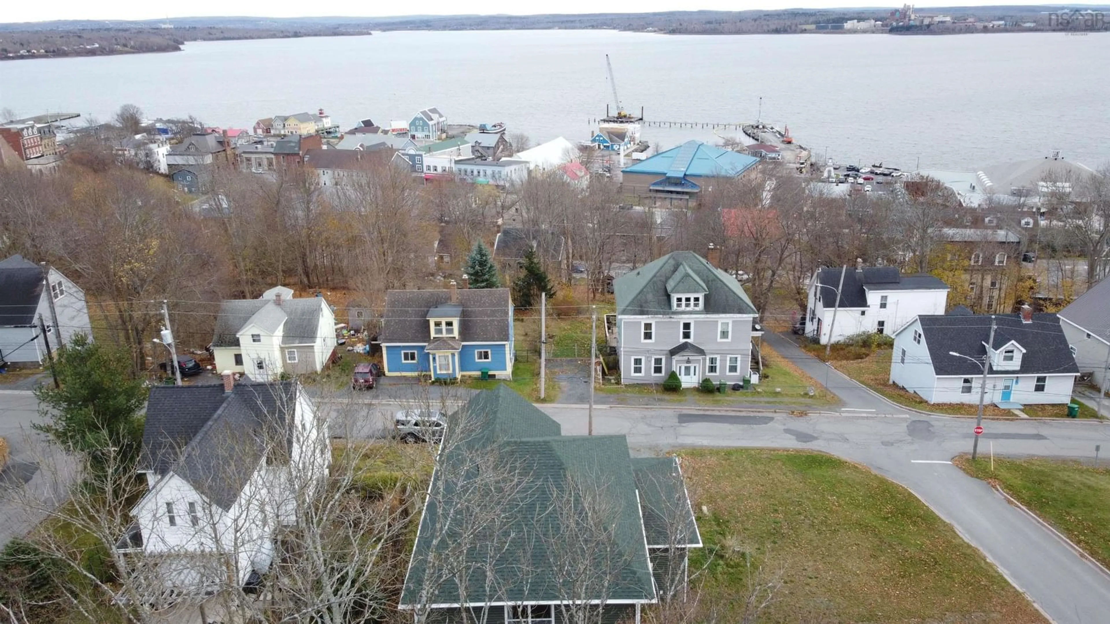 A pic from outside/outdoor area/front of a property/back of a property/a pic from drone, water/lake/river/ocean view for 134 High St, Pictou Nova Scotia B0K 1H0