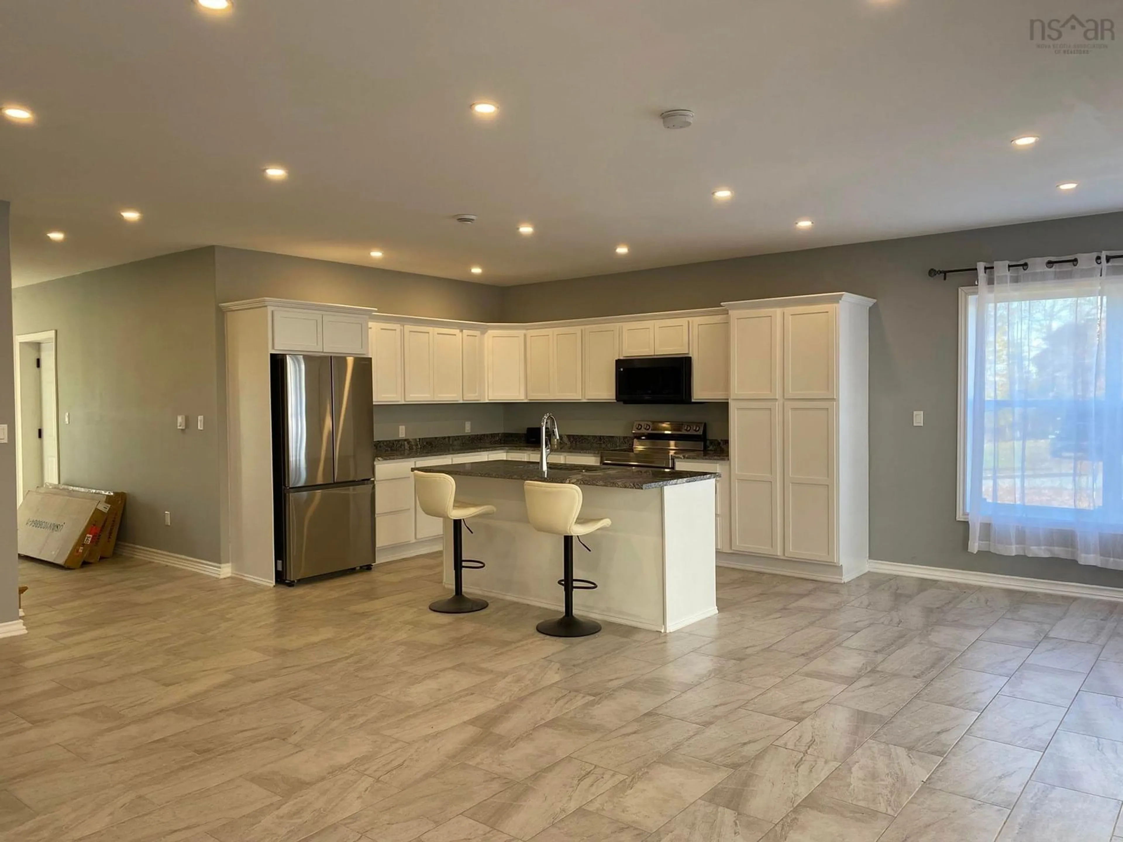 Open concept kitchen, ceramic/tile floor for 134 High St, Pictou Nova Scotia B0K 1H0