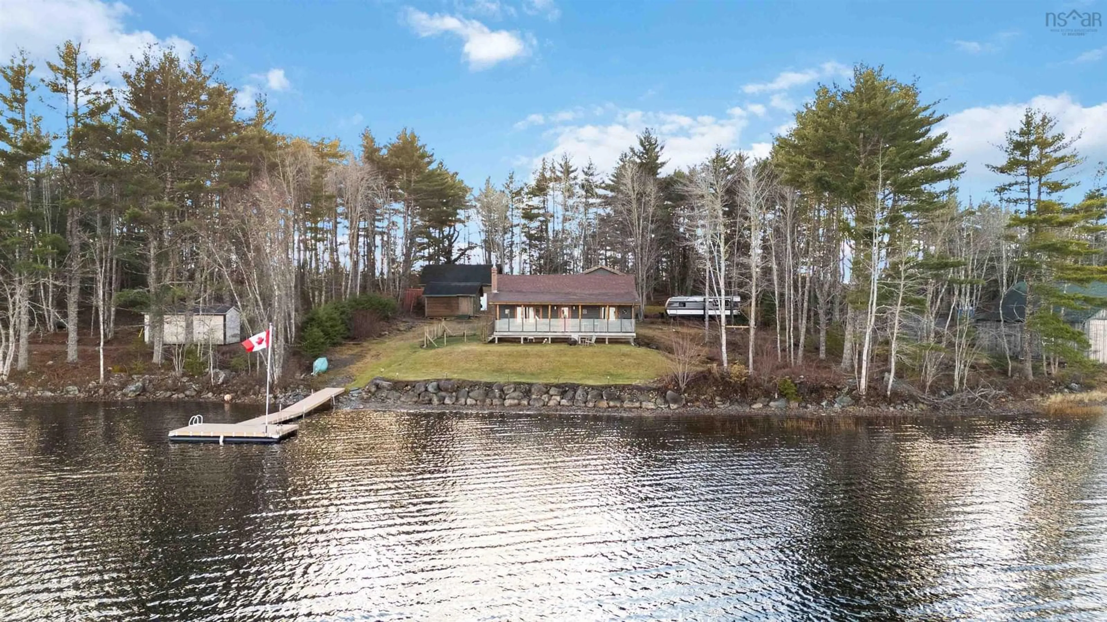 A pic from outside/outdoor area/front of a property/back of a property/a pic from drone, water/lake/river/ocean view for 25 Oakridge Lane, East Clifford Nova Scotia B0R 1E0