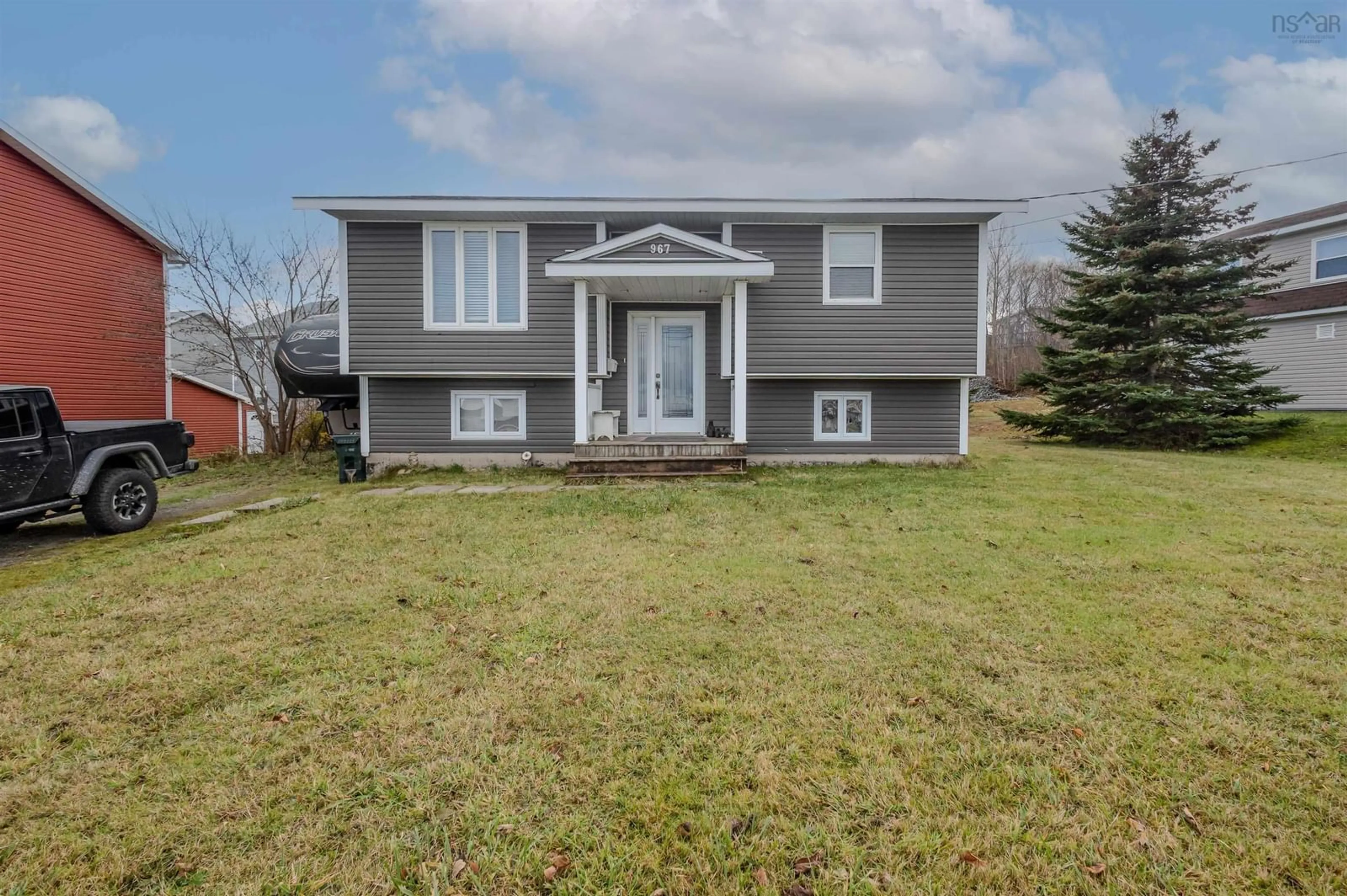 Home with vinyl exterior material, street for 967 Westmount Rd, Sydney Nova Scotia B1R 1C5