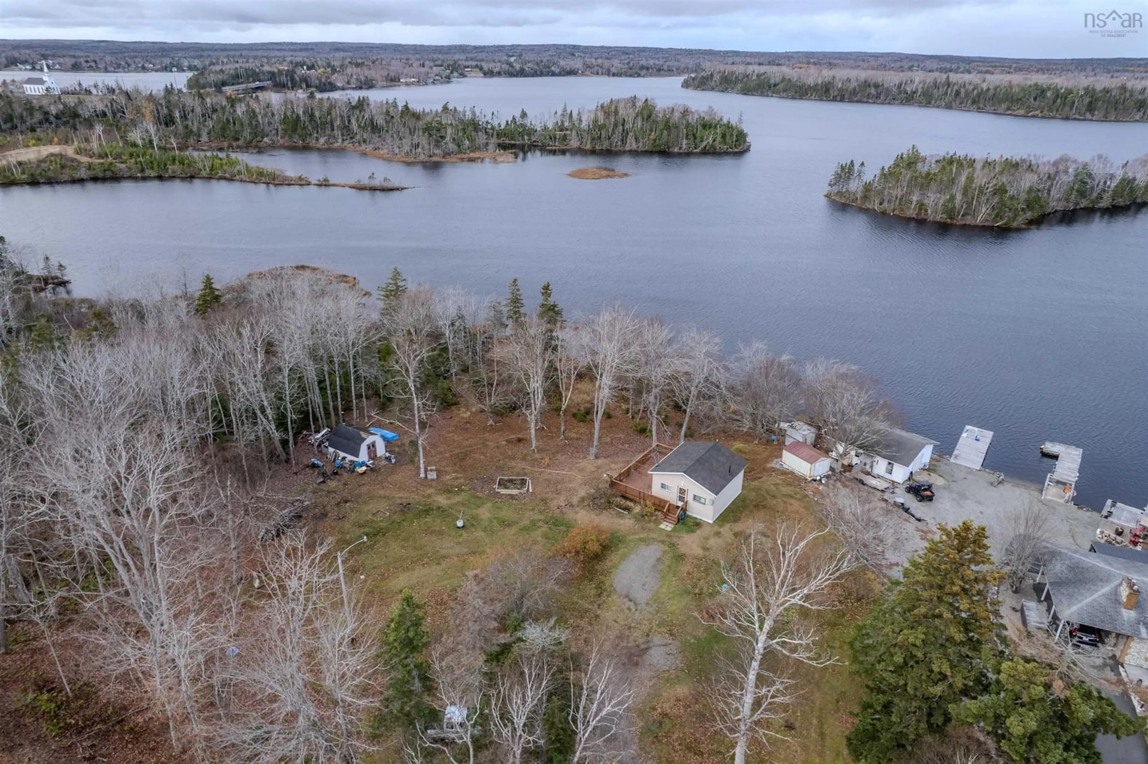 A pic from outside/outdoor area/front of a property/back of a property/a pic from drone, water/lake/river/ocean view for 163 Brickyard Rd, Mira Nova Scotia B1K 2R7