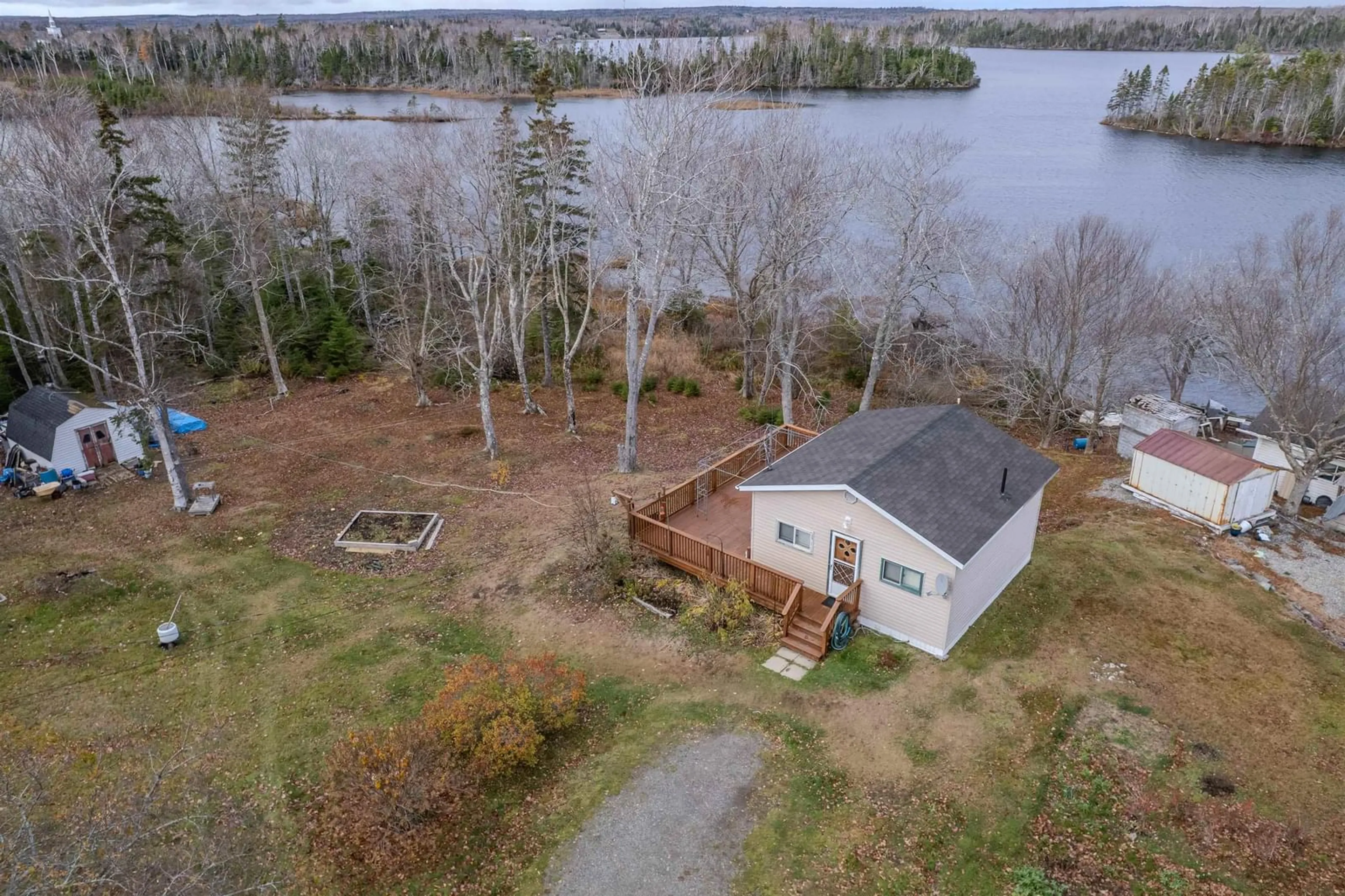 A pic from outside/outdoor area/front of a property/back of a property/a pic from drone, water/lake/river/ocean view for 163 Brickyard Rd, Mira Nova Scotia B1K 2R7