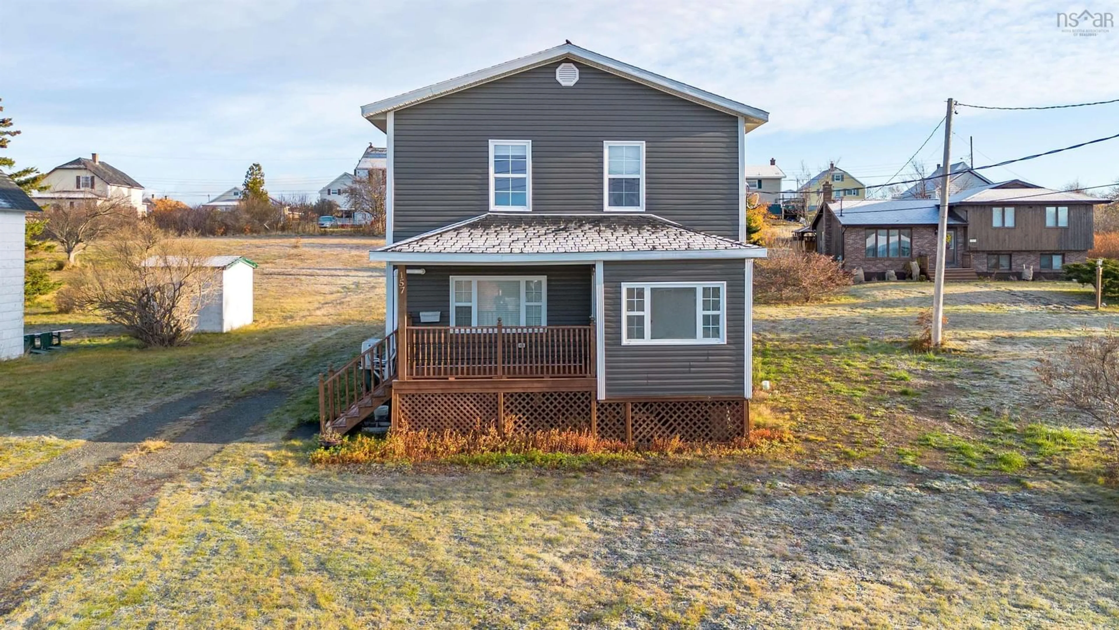A pic from outside/outdoor area/front of a property/back of a property/a pic from drone, building for 157 Lake Rd, Glace Bay Nova Scotia B1A 2G8