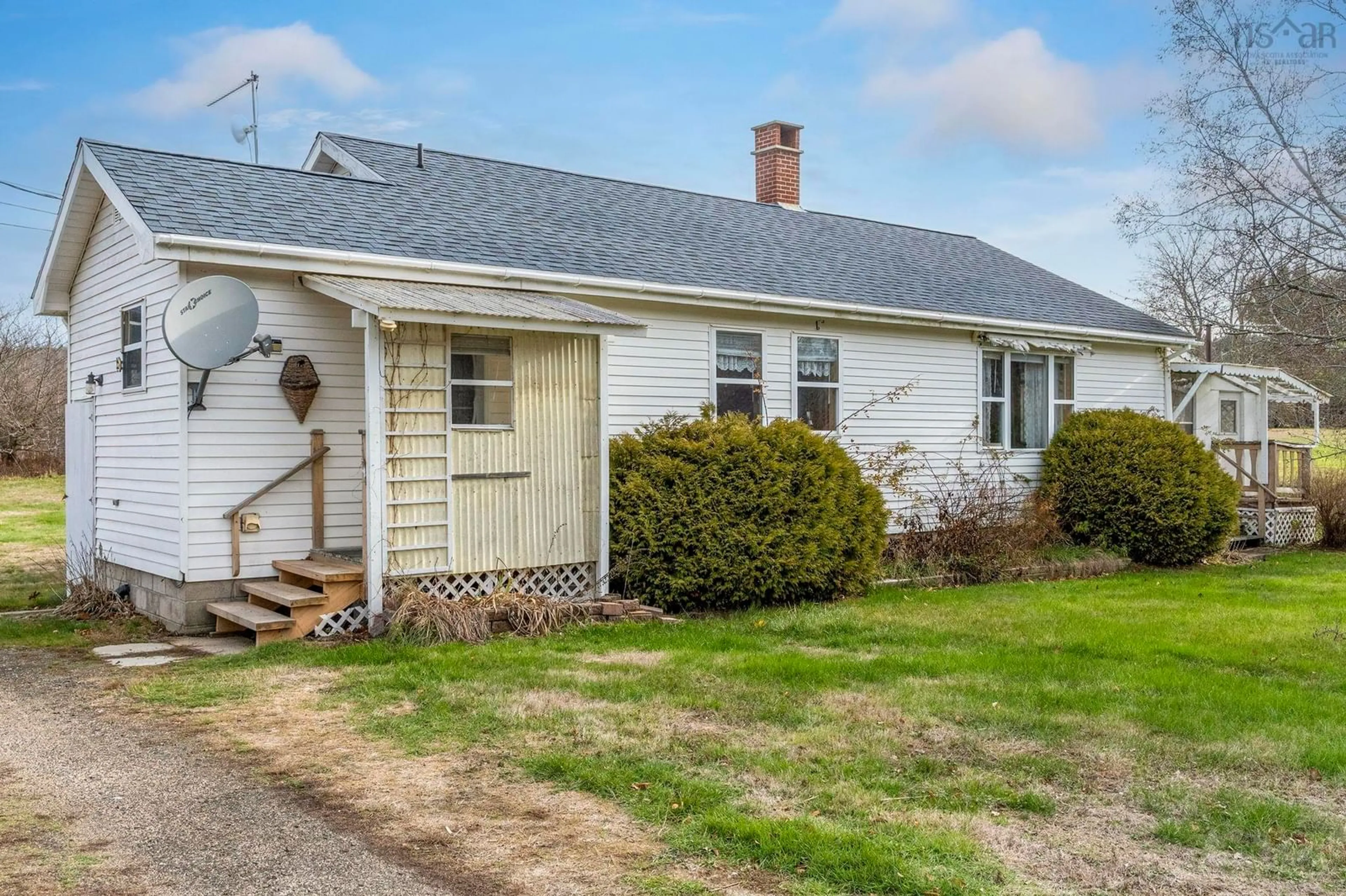 Home with vinyl exterior material, street for 1616 Spurr Rd, Round Hill Nova Scotia B0S 1C0
