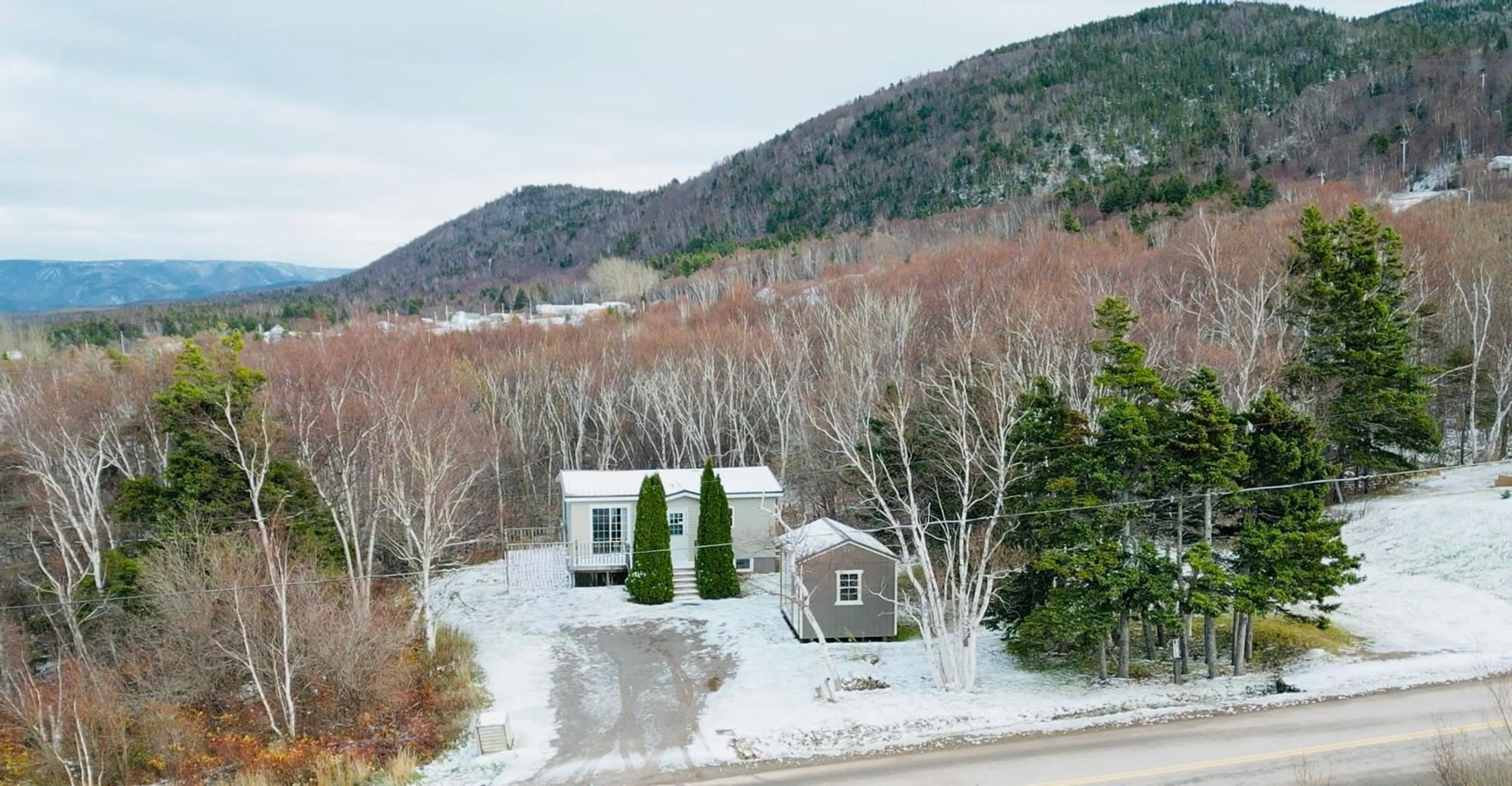 A pic from outside/outdoor area/front of a property/back of a property/a pic from drone, mountain view for 349 Lefort Rd, Plateau Nova Scotia B0E 1H0