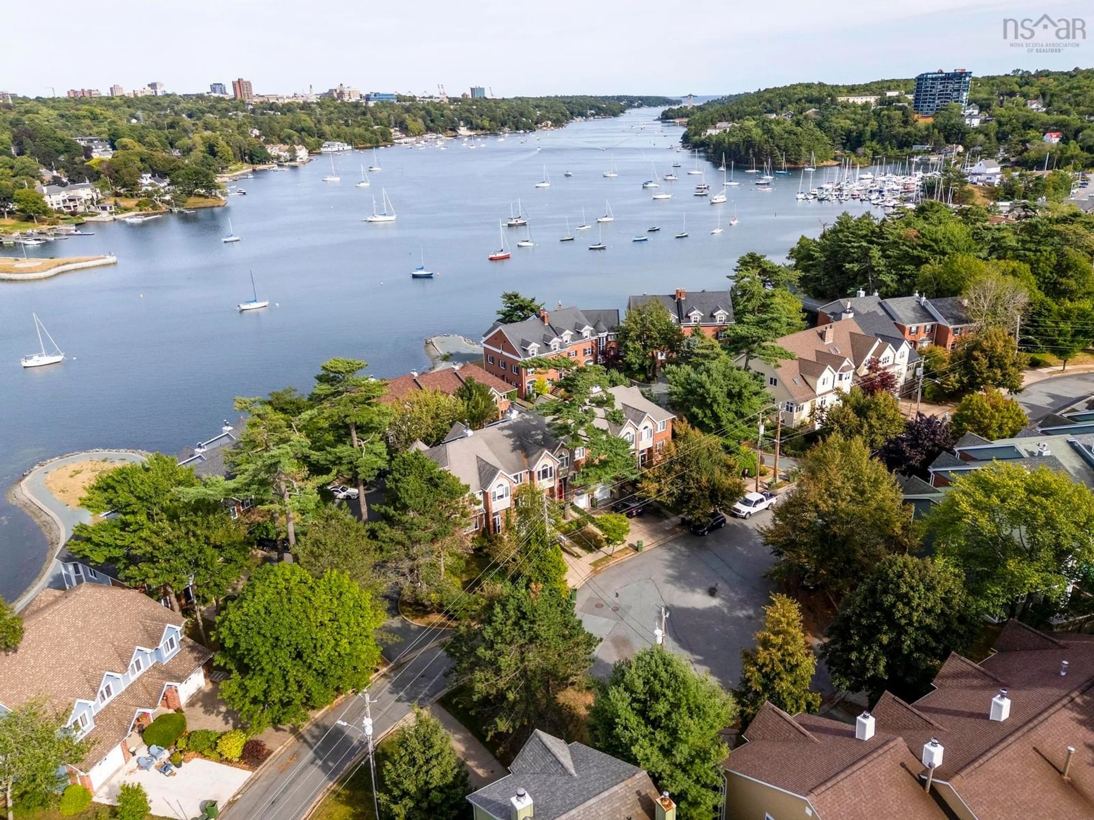 A pic from outside/outdoor area/front of a property/back of a property/a pic from drone, water/lake/river/ocean view for 107 Anchor Dr, Halifax Nova Scotia B3N 3B9