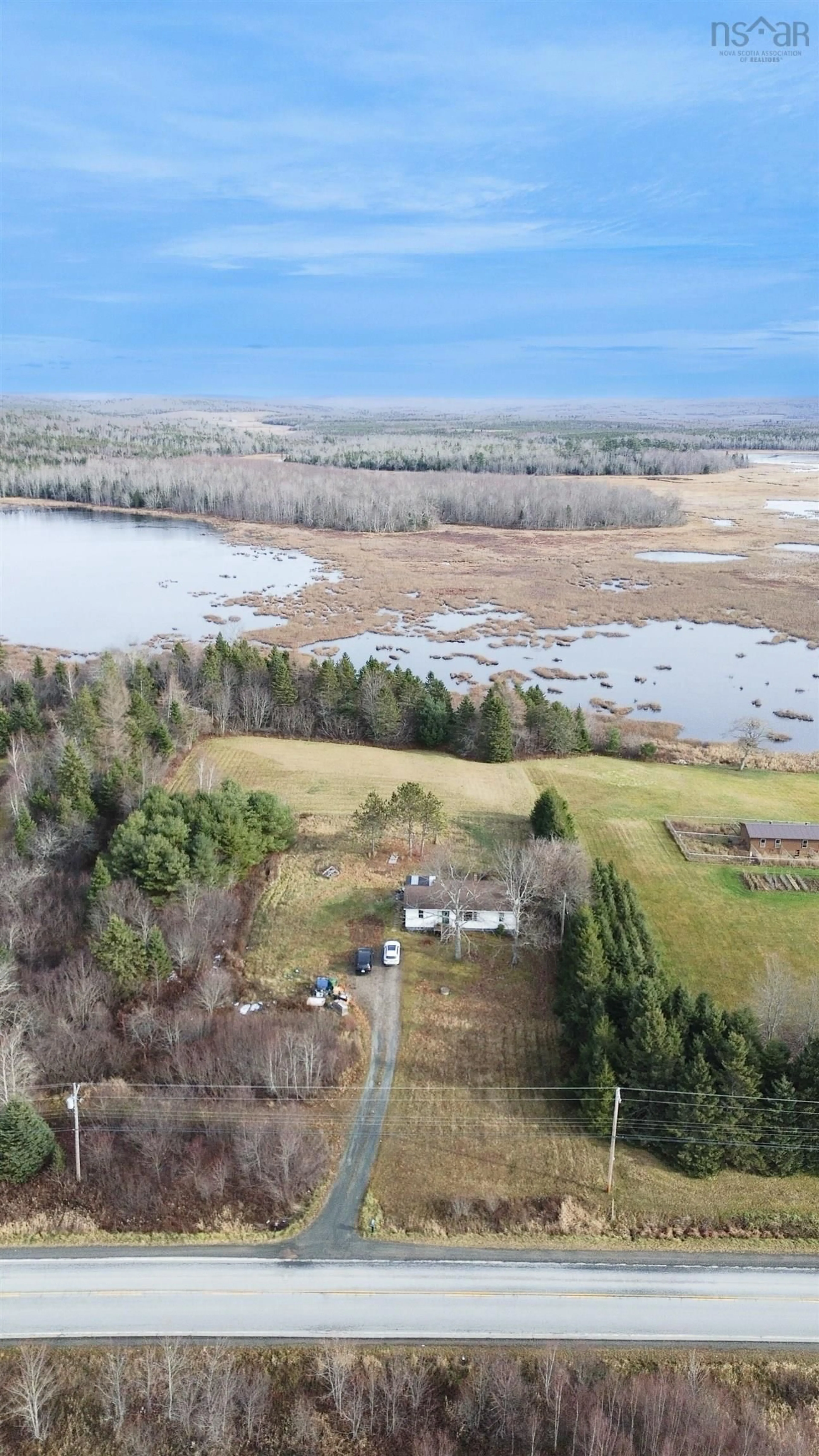 A pic from outside/outdoor area/front of a property/back of a property/a pic from drone, water/lake/river/ocean view for 4343 Highway 289, Otter Brook Nova Scotia B0N 2P0