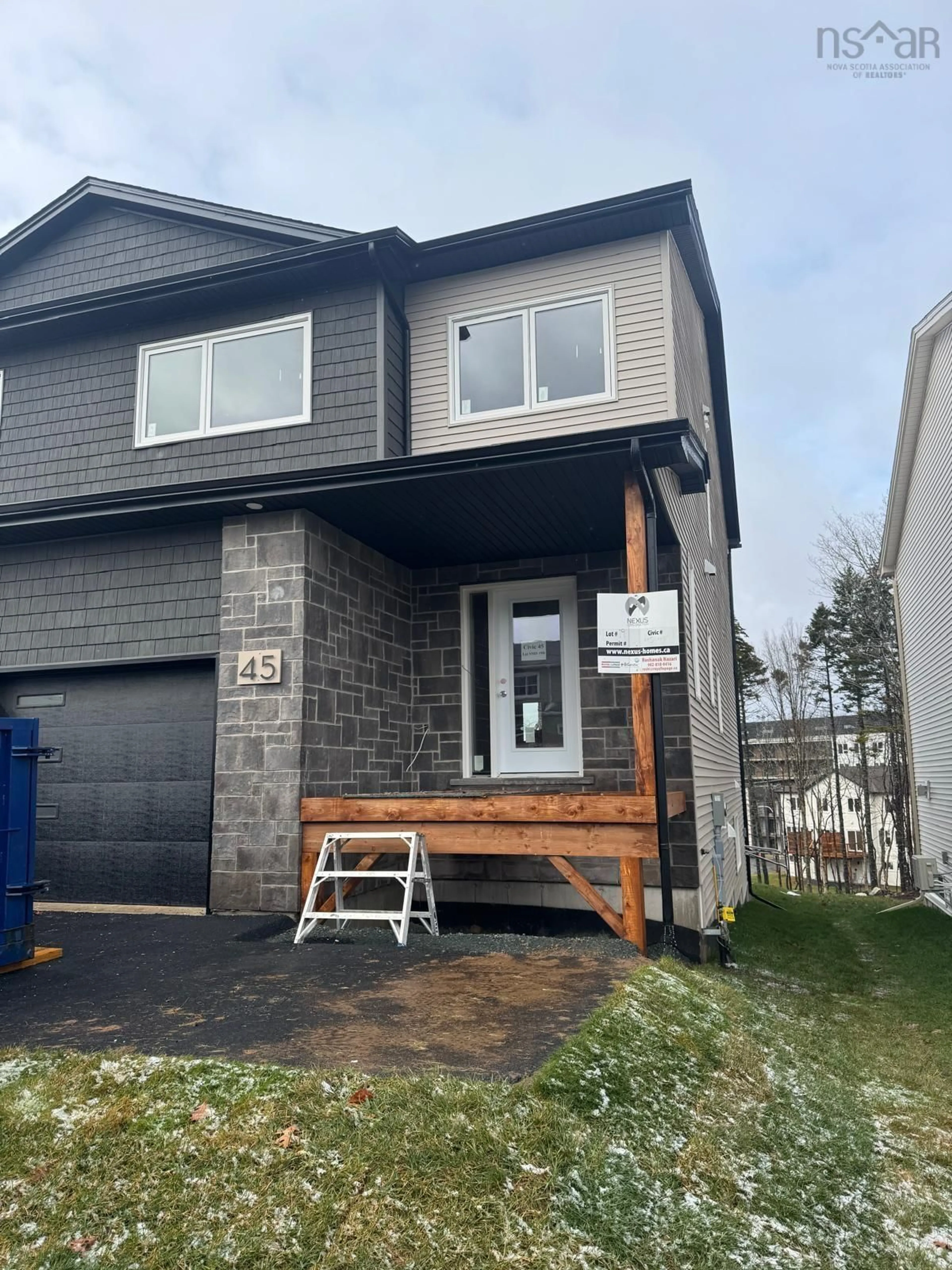 Home with vinyl exterior material, street for 45 Simona Dr, Dartmouth Nova Scotia B2X 0E1