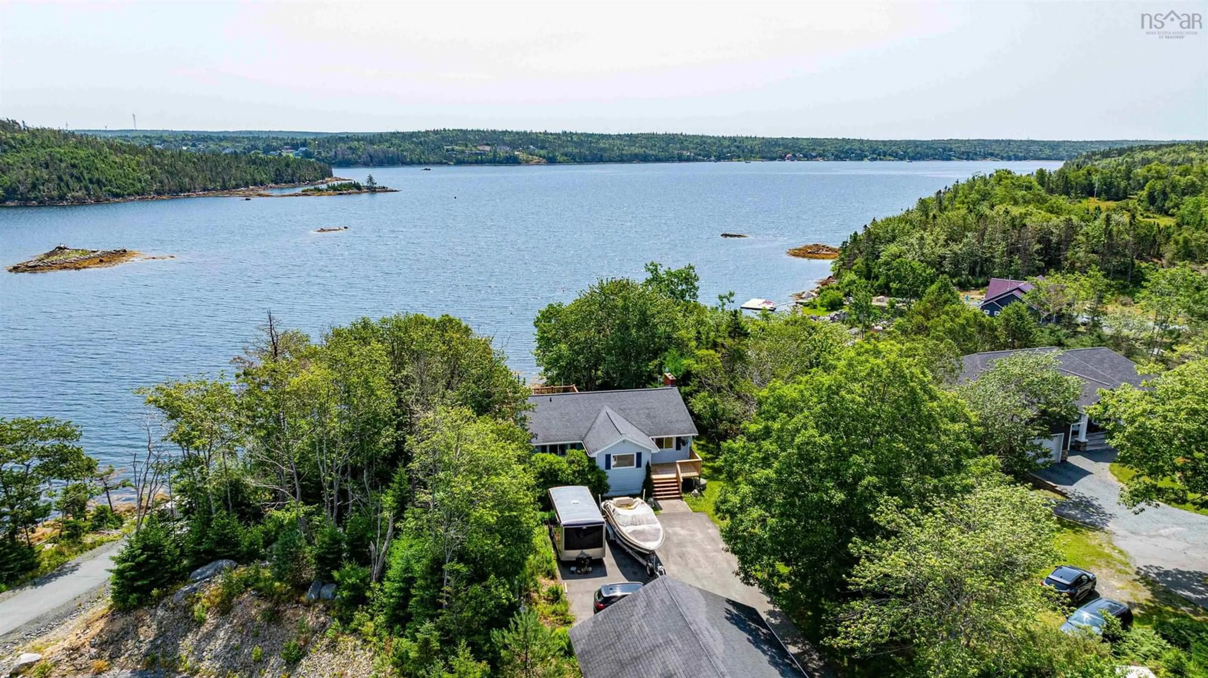 A pic from outside/outdoor area/front of a property/back of a property/a pic from drone, water/lake/river/ocean view for 4526 Prospect Rd, Bayside Nova Scotia B3Z 1L7