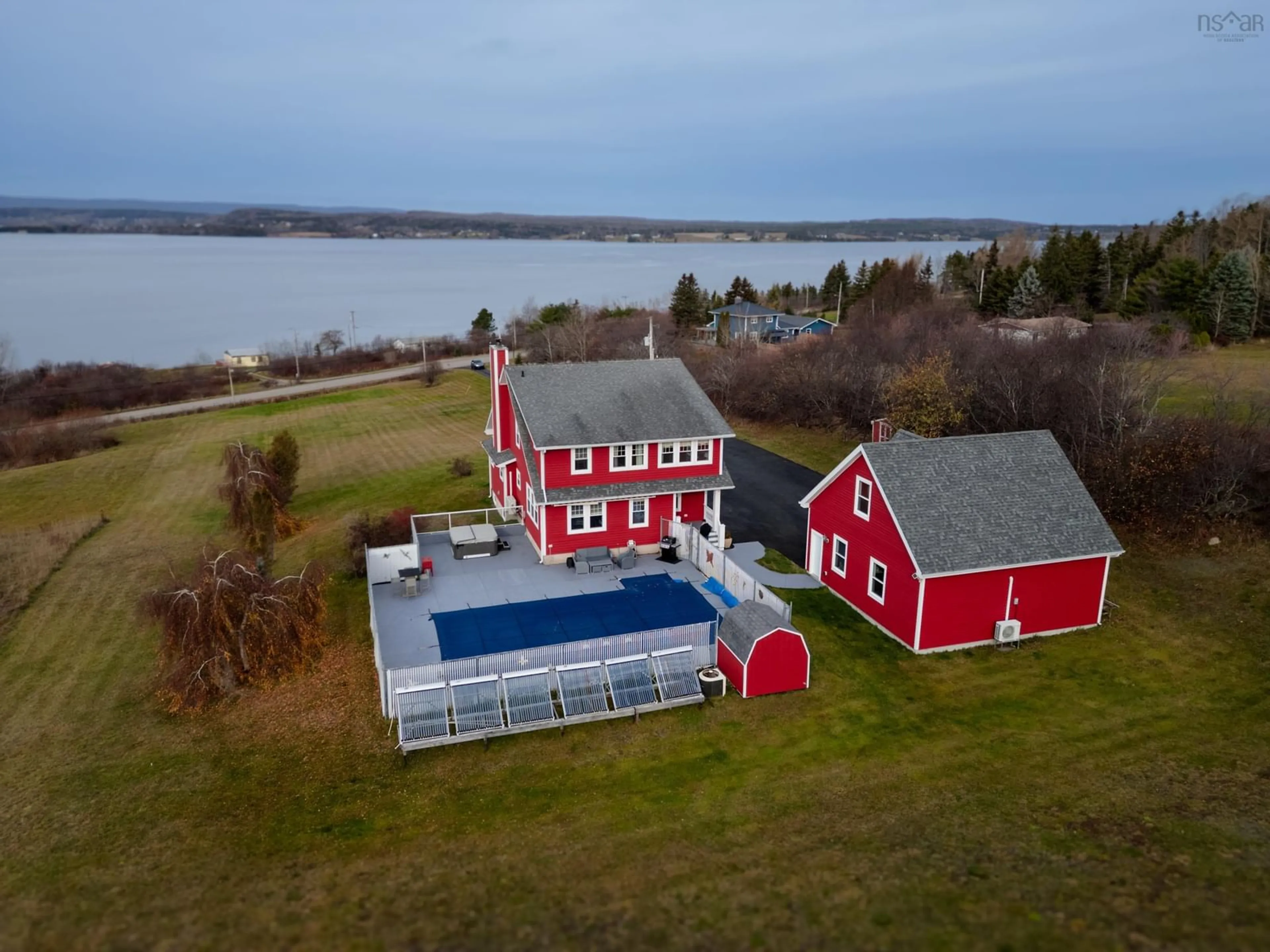 A pic from outside/outdoor area/front of a property/back of a property/a pic from drone, water/lake/river/ocean view for 967 Georges River Rd, Georges River Nova Scotia B1Y 3Y6