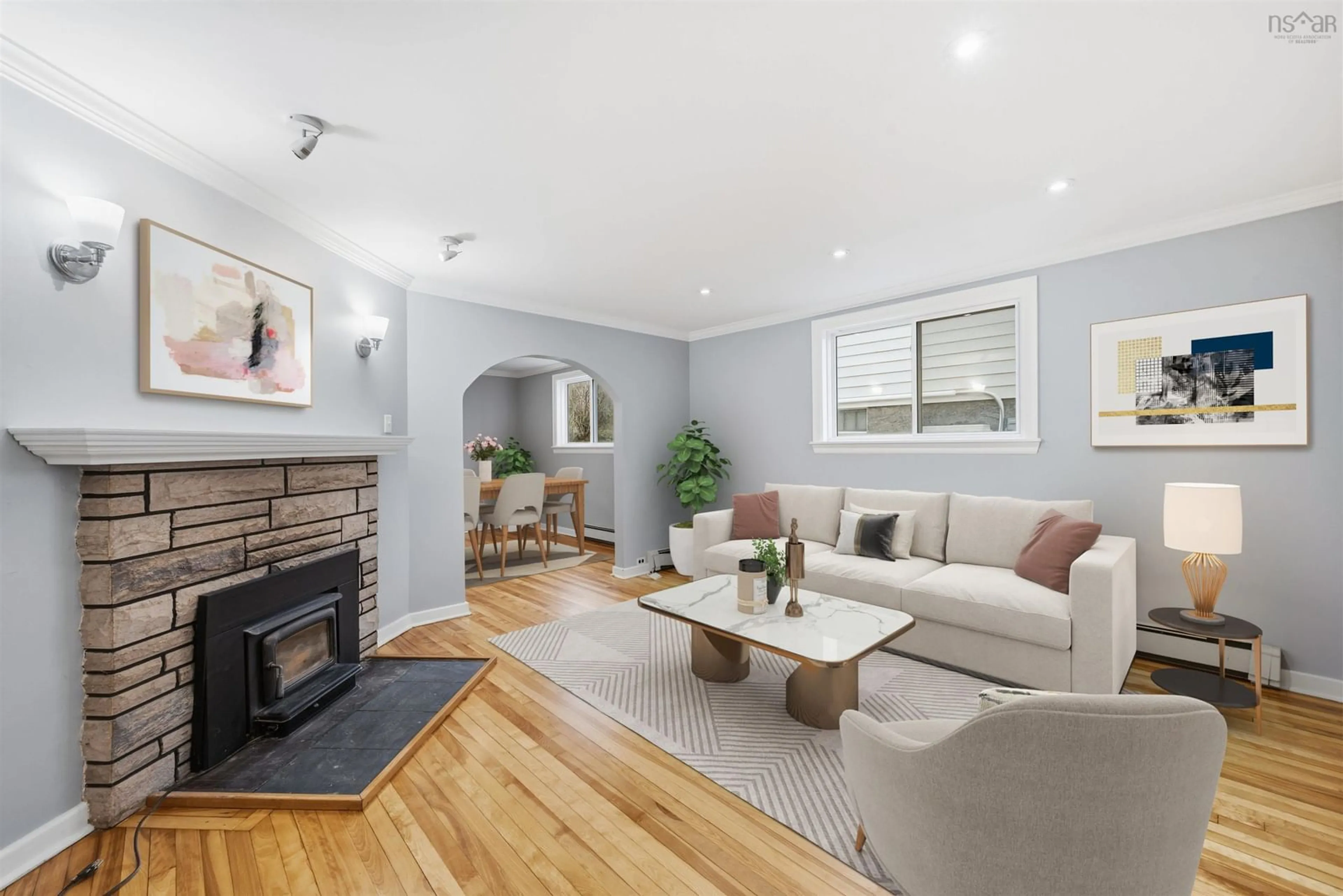 Living room with furniture, wood/laminate floor for 5240 Russell St, Halifax Nova Scotia B3K 1W6