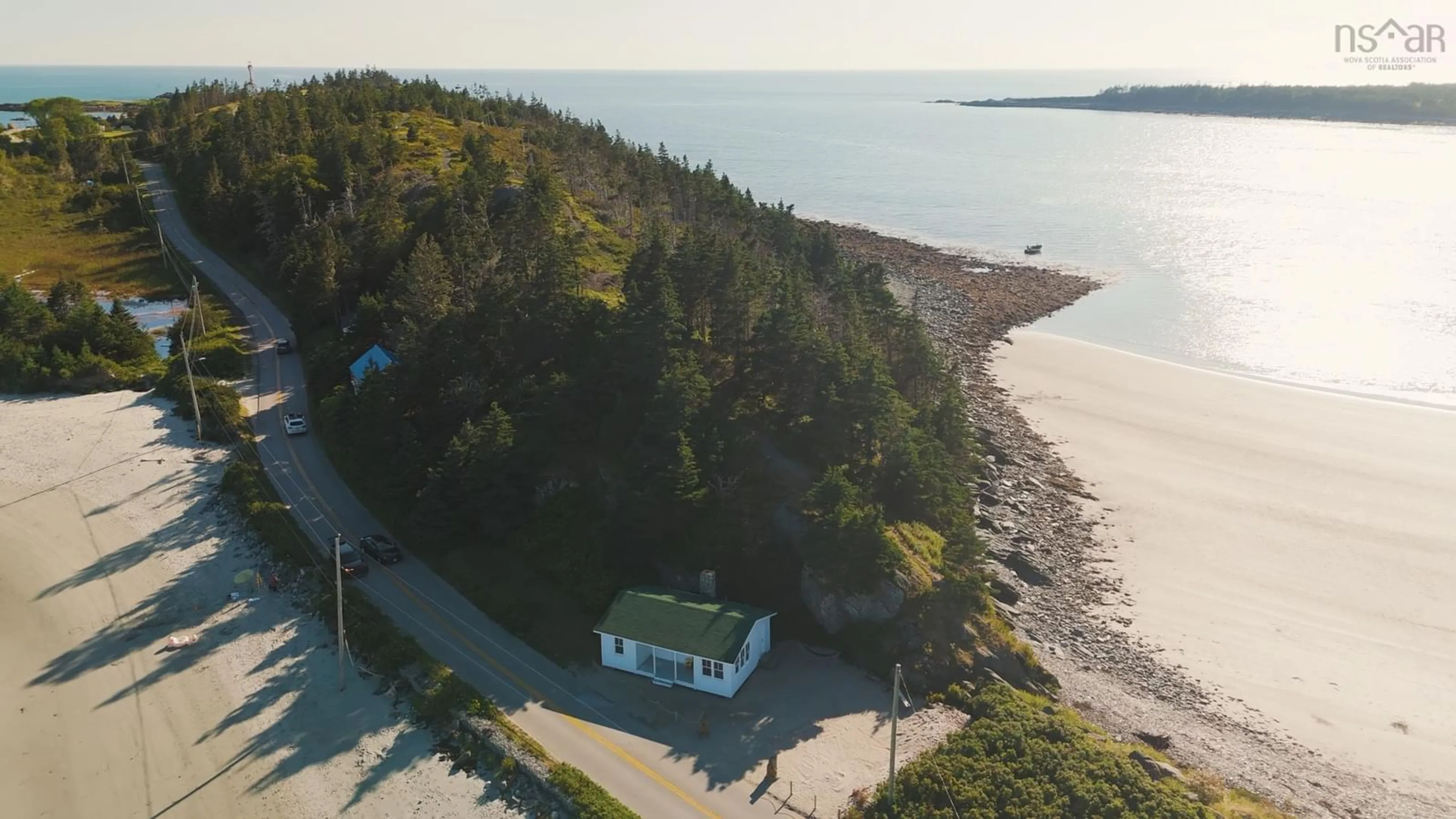 A pic from outside/outdoor area/front of a property/back of a property/a pic from drone, water/lake/river/ocean view for 1766 Highway 304, Cape Forchu Nova Scotia B5A 5G7