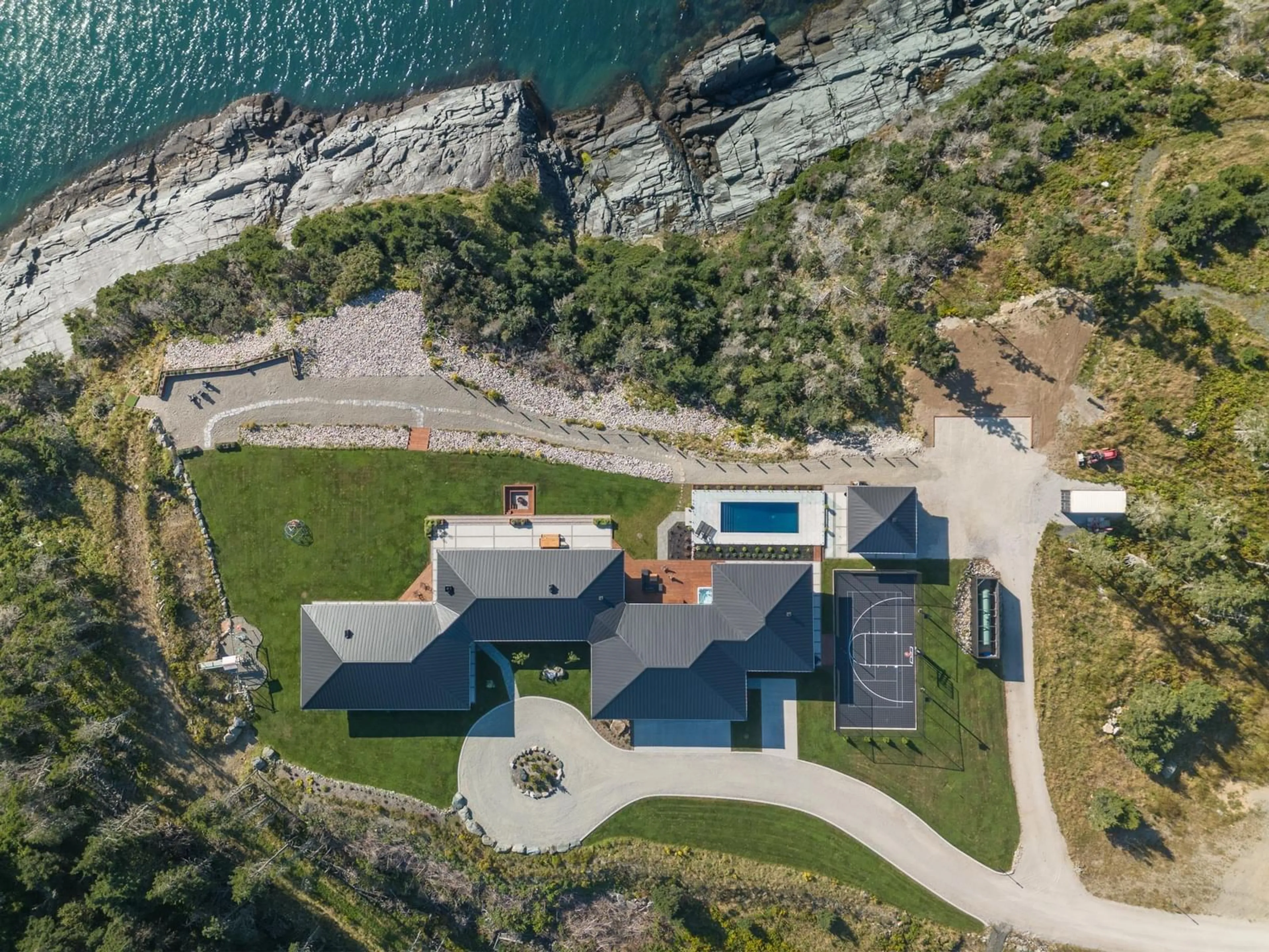 A pic from outside/outdoor area/front of a property/back of a property/a pic from drone, water/lake/river/ocean view for 1766 Highway 304, Cape Forchu Nova Scotia B5A 5G7