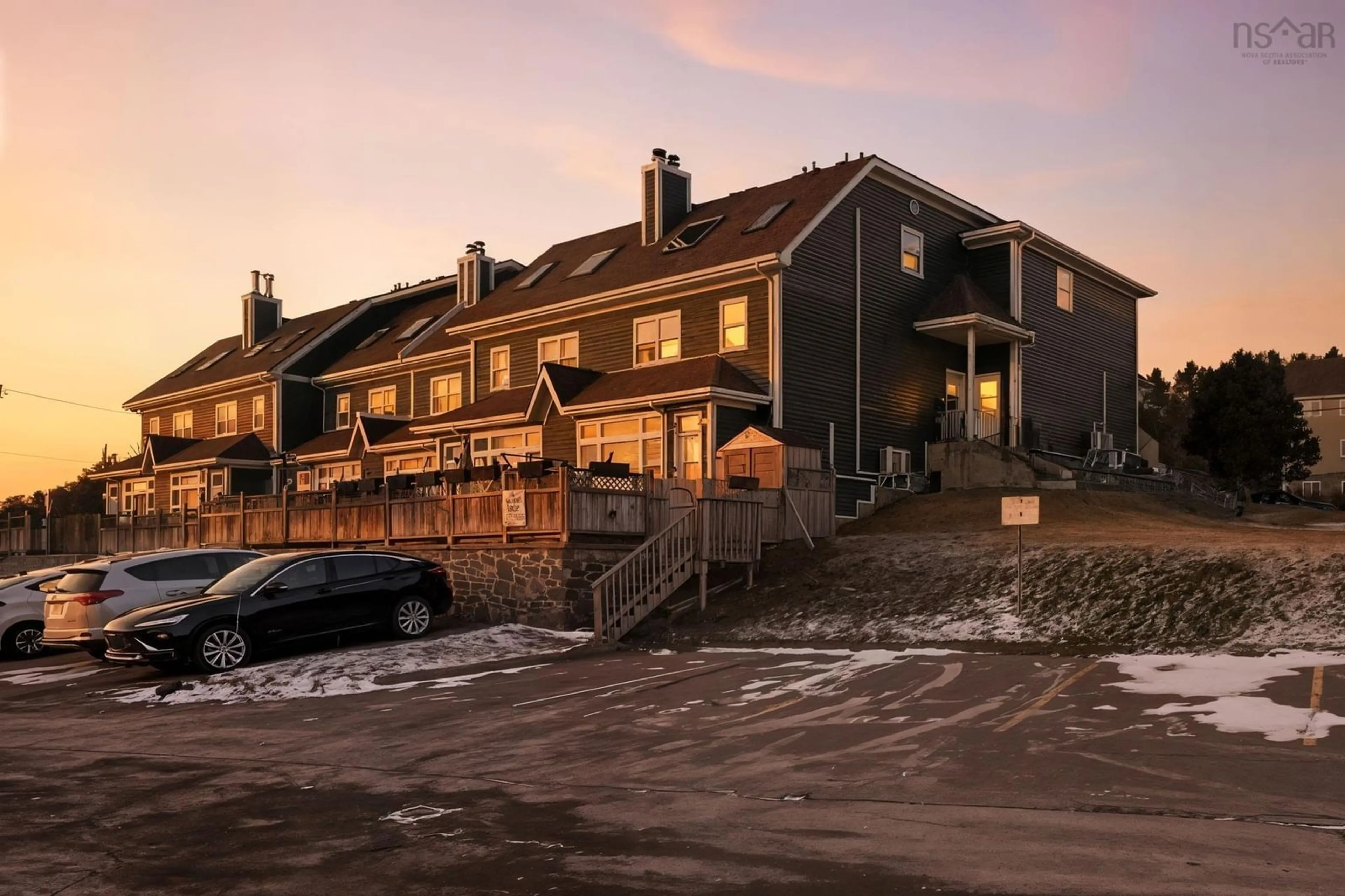 A pic from outside/outdoor area/front of a property/back of a property/a pic from drone, mountain view for 77 Collins Grove #12, Dartmouth Nova Scotia B2W 4G3