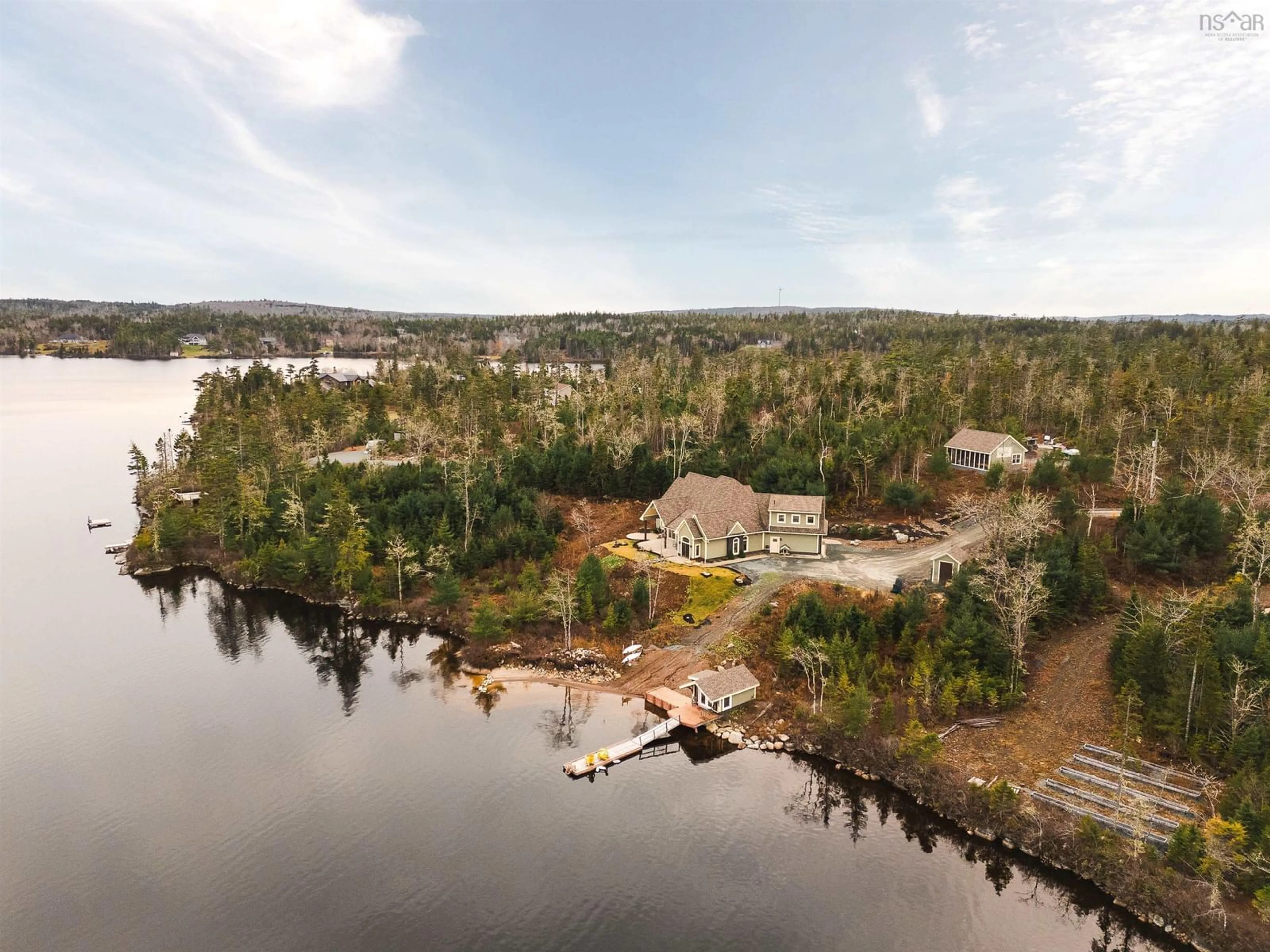 A pic from outside/outdoor area/front of a property/back of a property/a pic from drone, water/lake/river/ocean view for 129 Champagne Lane, Musquodoboit Harbour Nova Scotia B0J 2L0