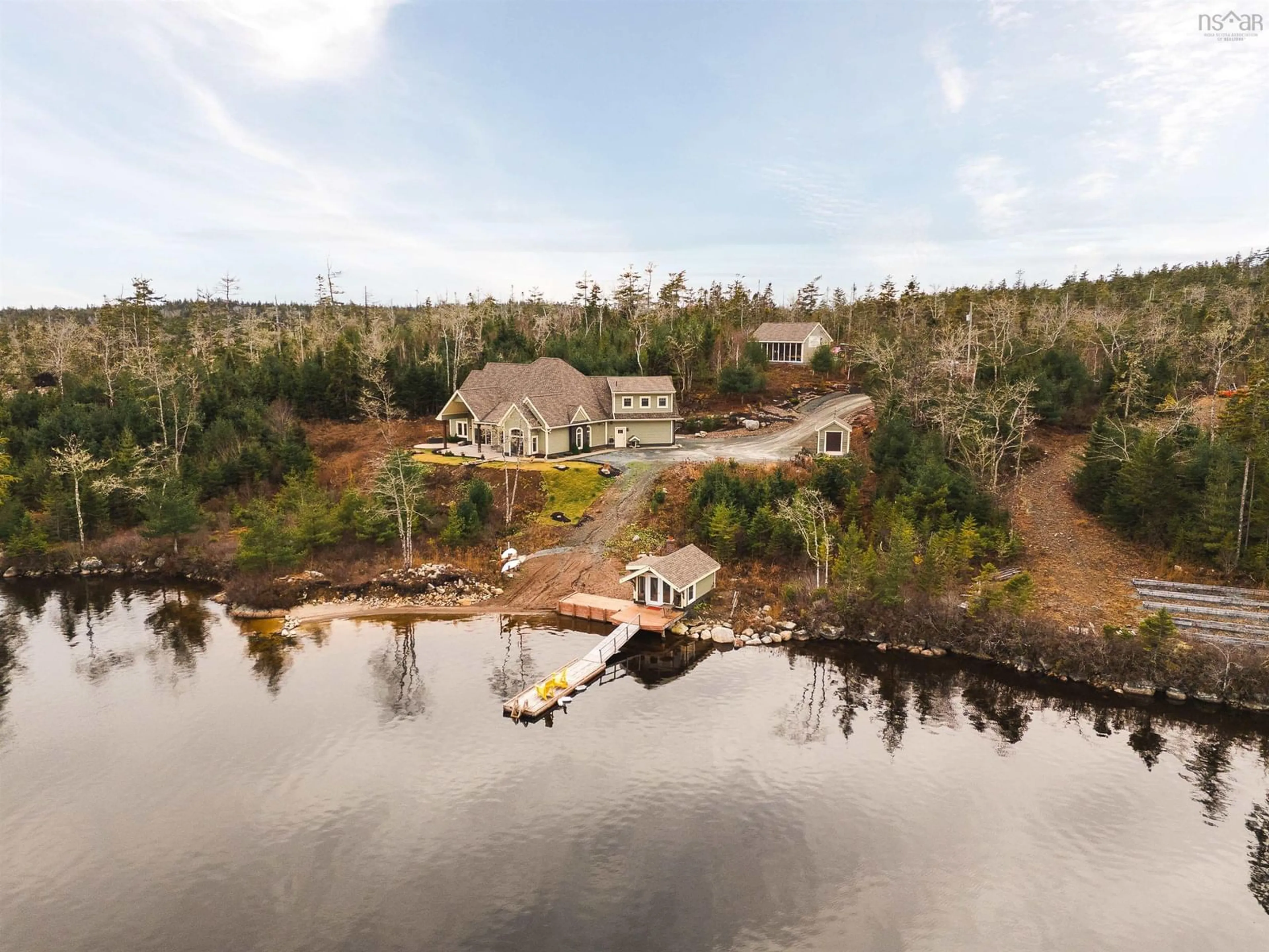 A pic from outside/outdoor area/front of a property/back of a property/a pic from drone, water/lake/river/ocean view for 129 Champagne Lane, Musquodoboit Harbour Nova Scotia B0J 2L0