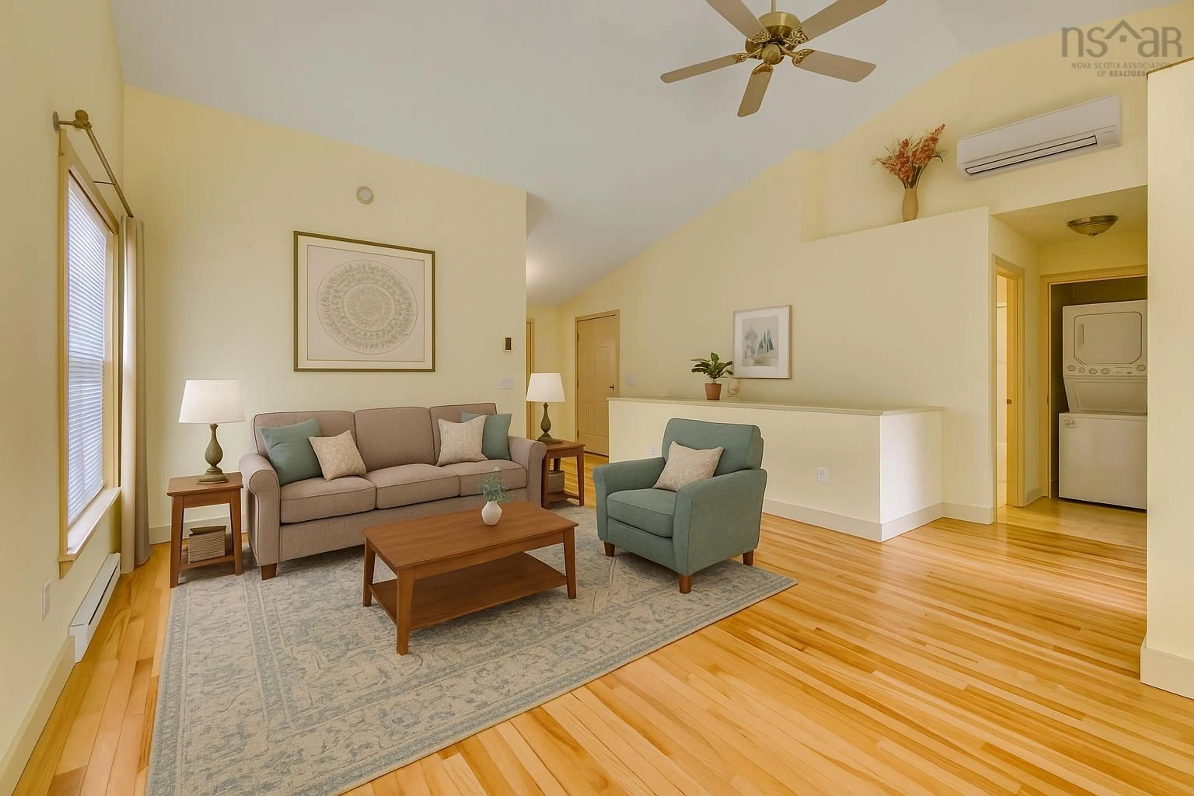 Living room with furniture, wood/laminate floor for 16 Hillspire Grove, Dartmouth Nova Scotia B2W 6P4