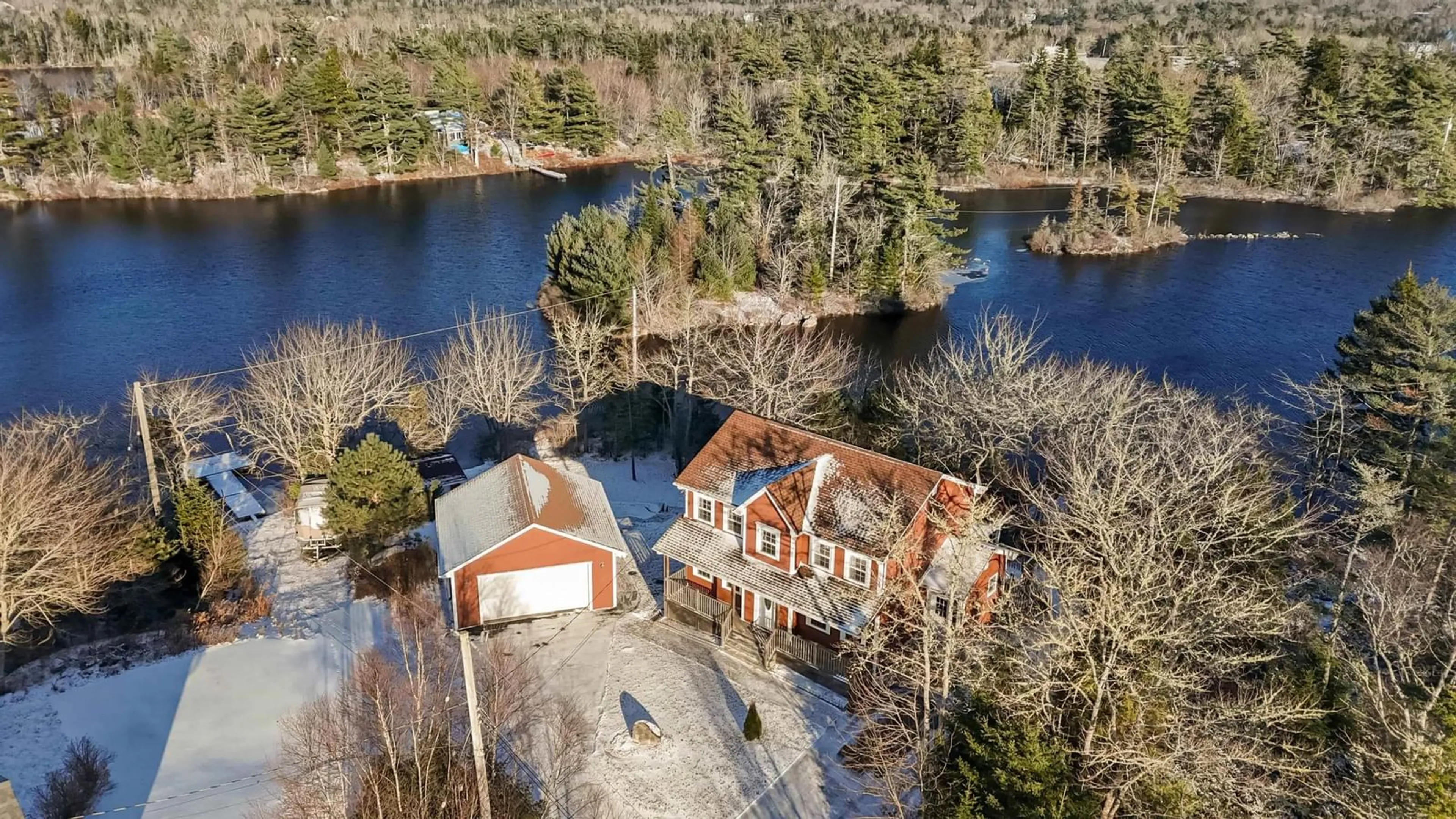 A pic from outside/outdoor area/front of a property/back of a property/a pic from drone, water/lake/river/ocean view for 103 Maddox Lane, Hubley Nova Scotia B3Z 4N1