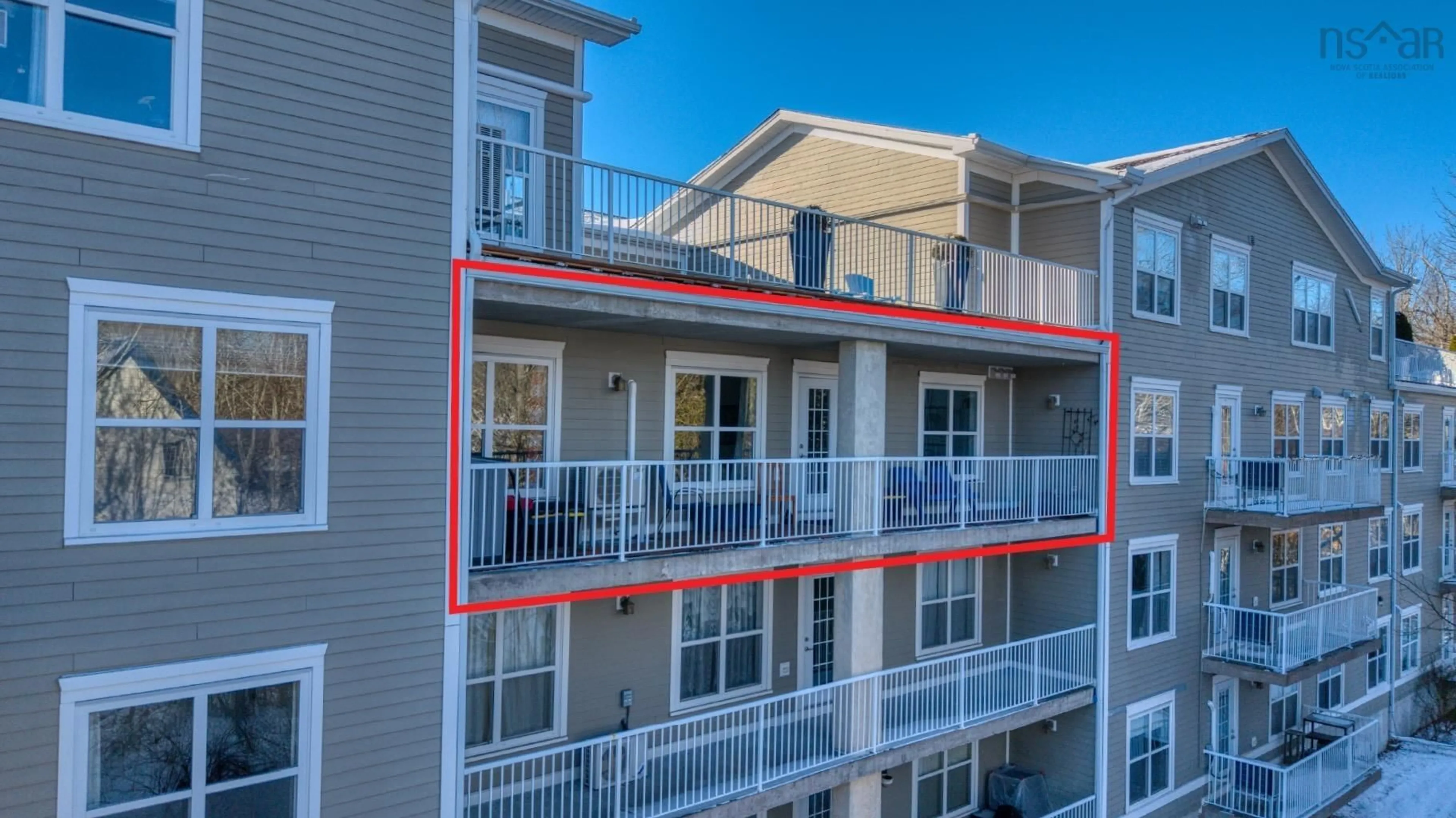 A pic from outside/outdoor area/front of a property/back of a property/a pic from drone, city buildings view from balcony for 476 Main St #304, Mahone Bay Nova Scotia B0J 2E0