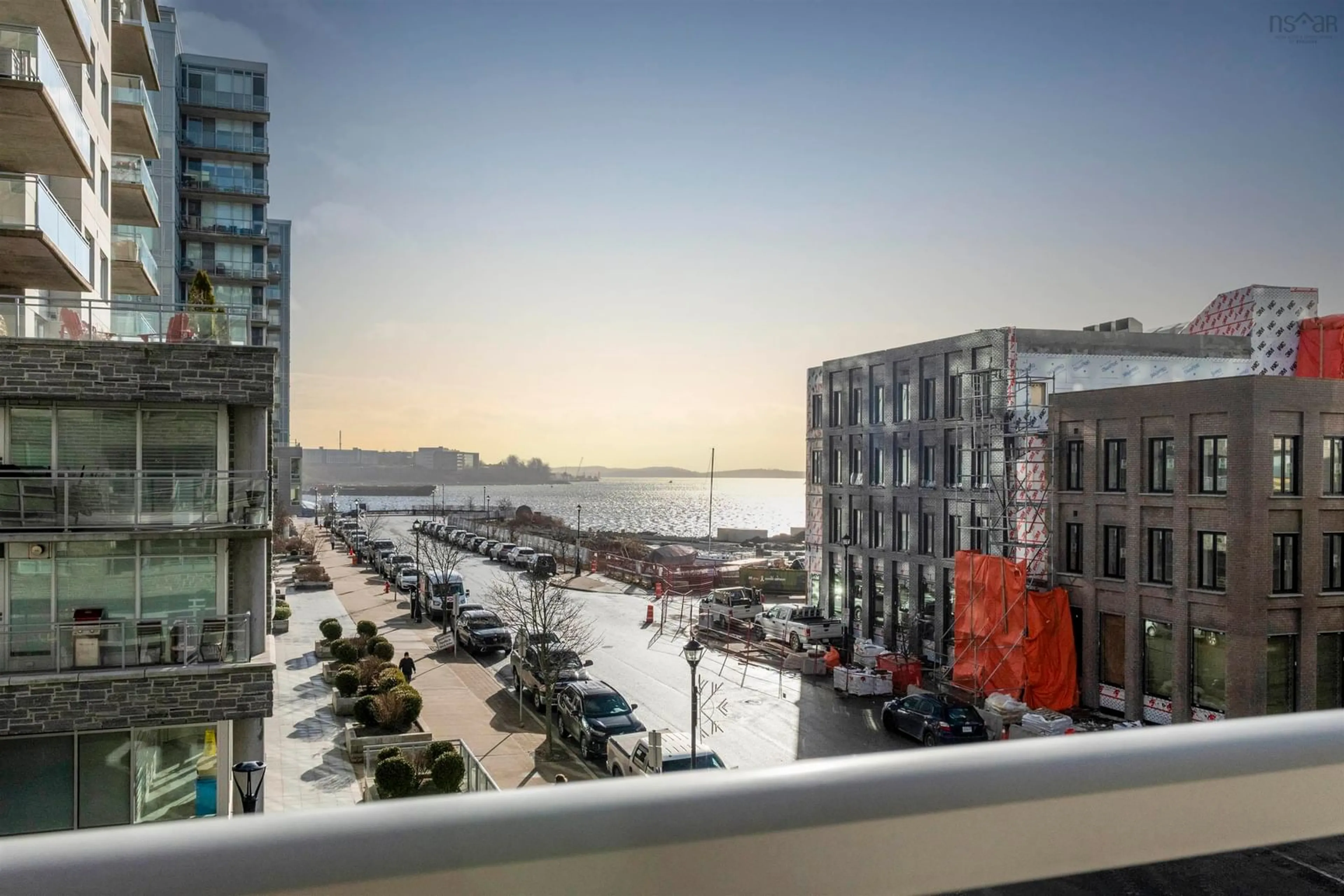 Balcony in the apartment, city buildings view from balcony for 15 Kings Warf Pl #305, Dartmouth Nova Scotia B2Y 0C2