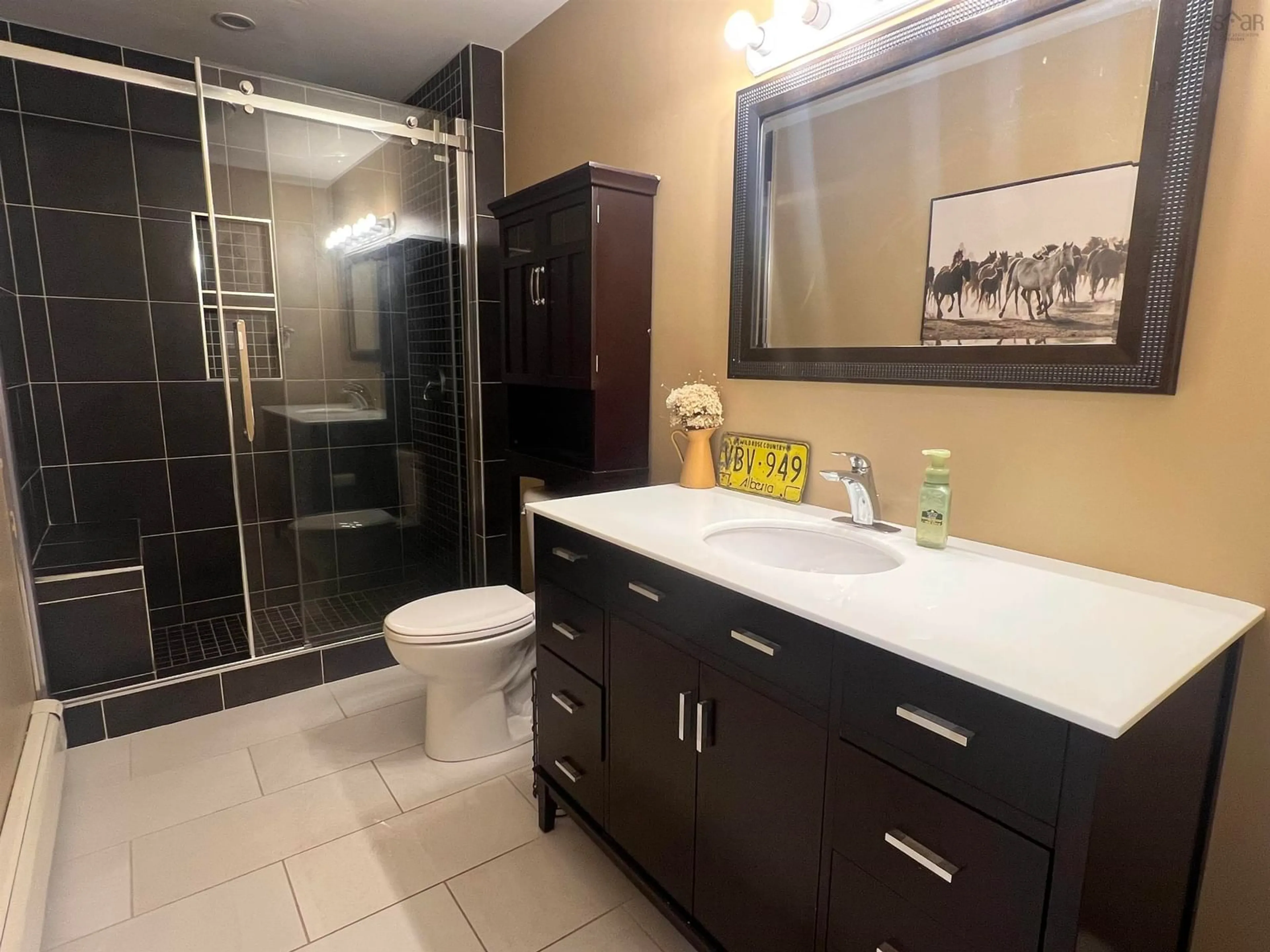 Contemporary bathroom, ceramic/tile floor for 25 Garvie Branch Road, West River Nova Scotia B2G 3A3
