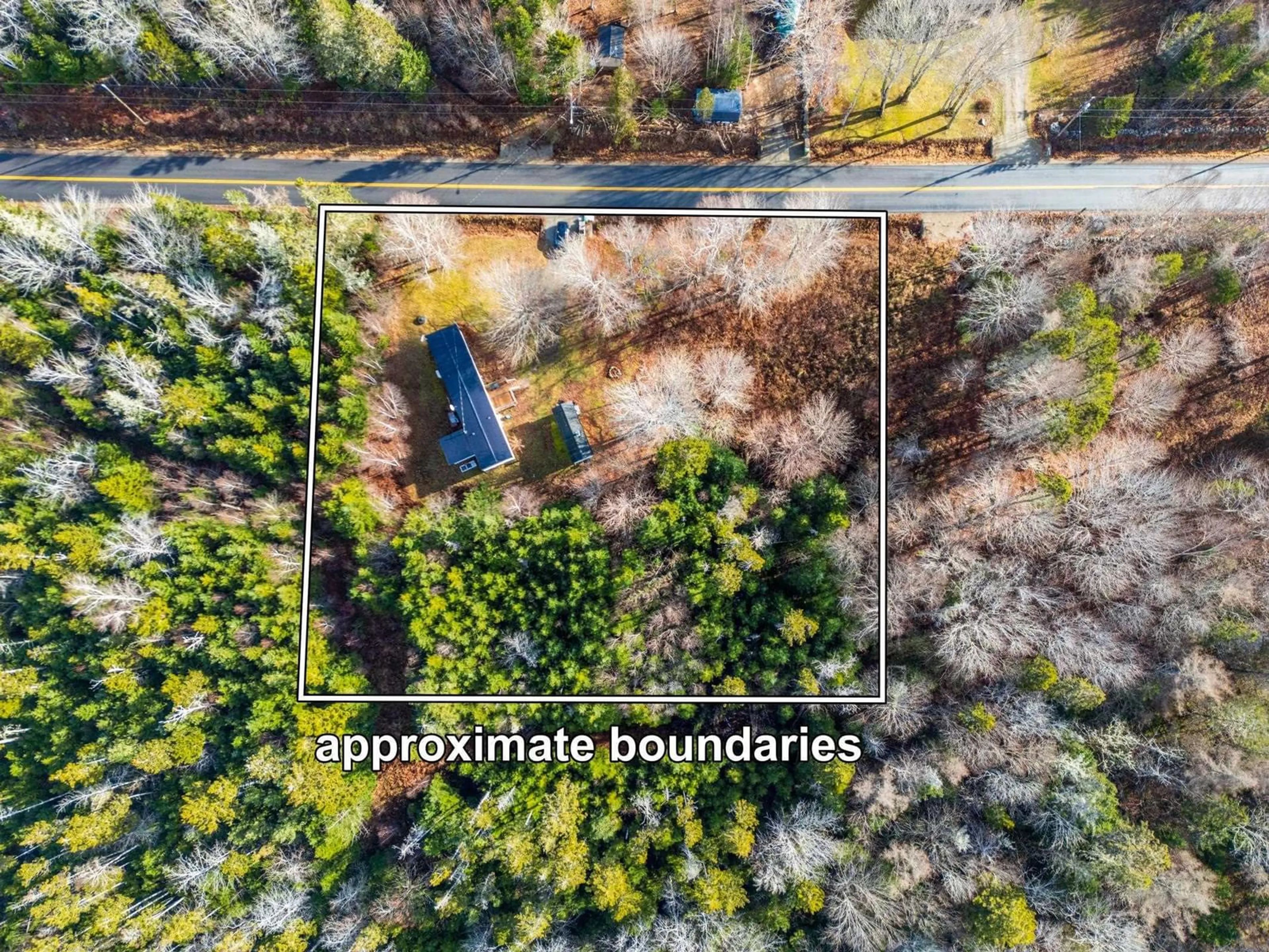 A pic from outside/outdoor area/front of a property/back of a property/a pic from drone, forest/trees view for 2147 Lake George Rd, Yarmouth Nova Scotia B5A 5L6