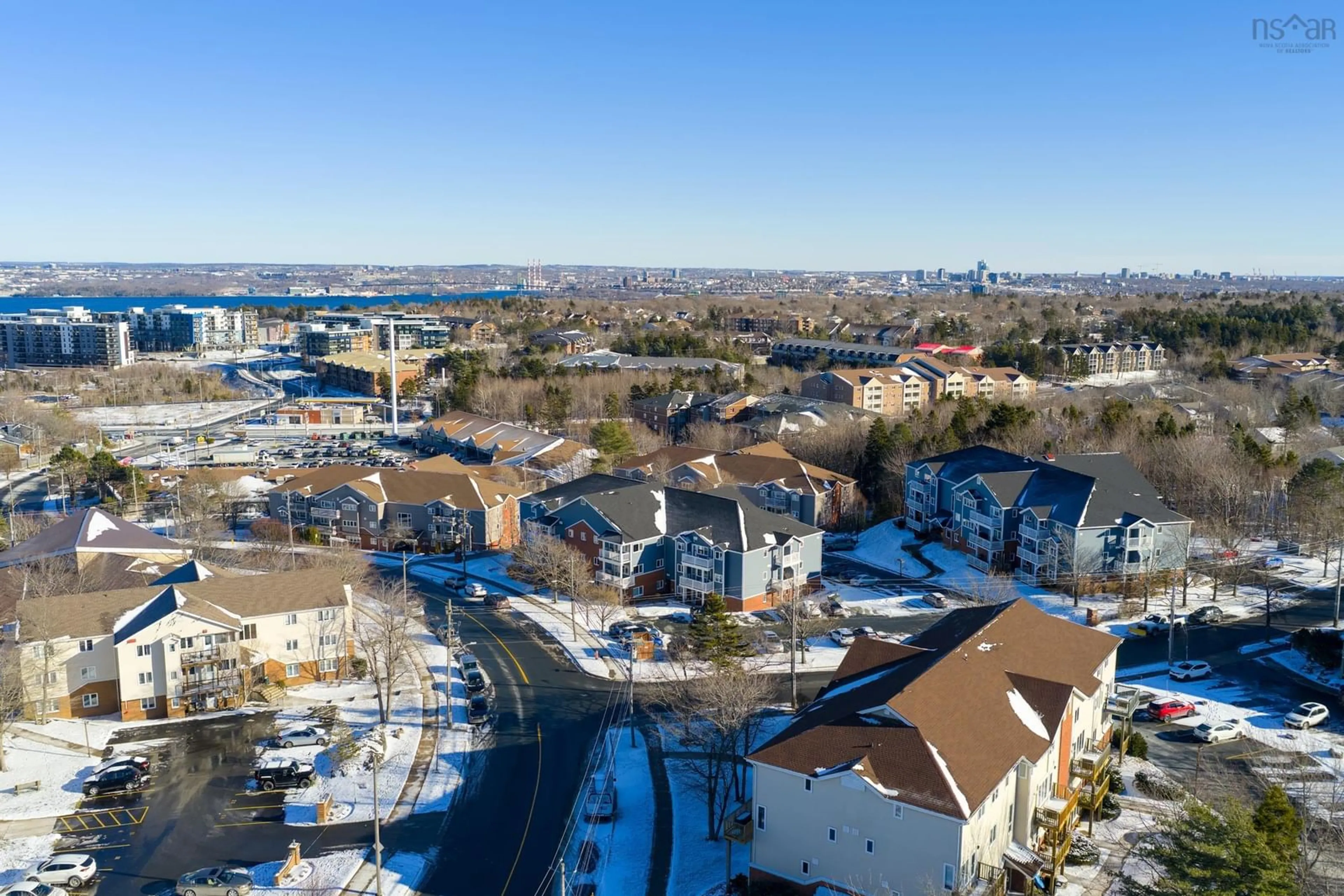 A pic from outside/outdoor area/front of a property/back of a property/a pic from drone, water/lake/river/ocean view for 126 Farnham Gate Rd #106, Halifax Nova Scotia B3M 3Z9