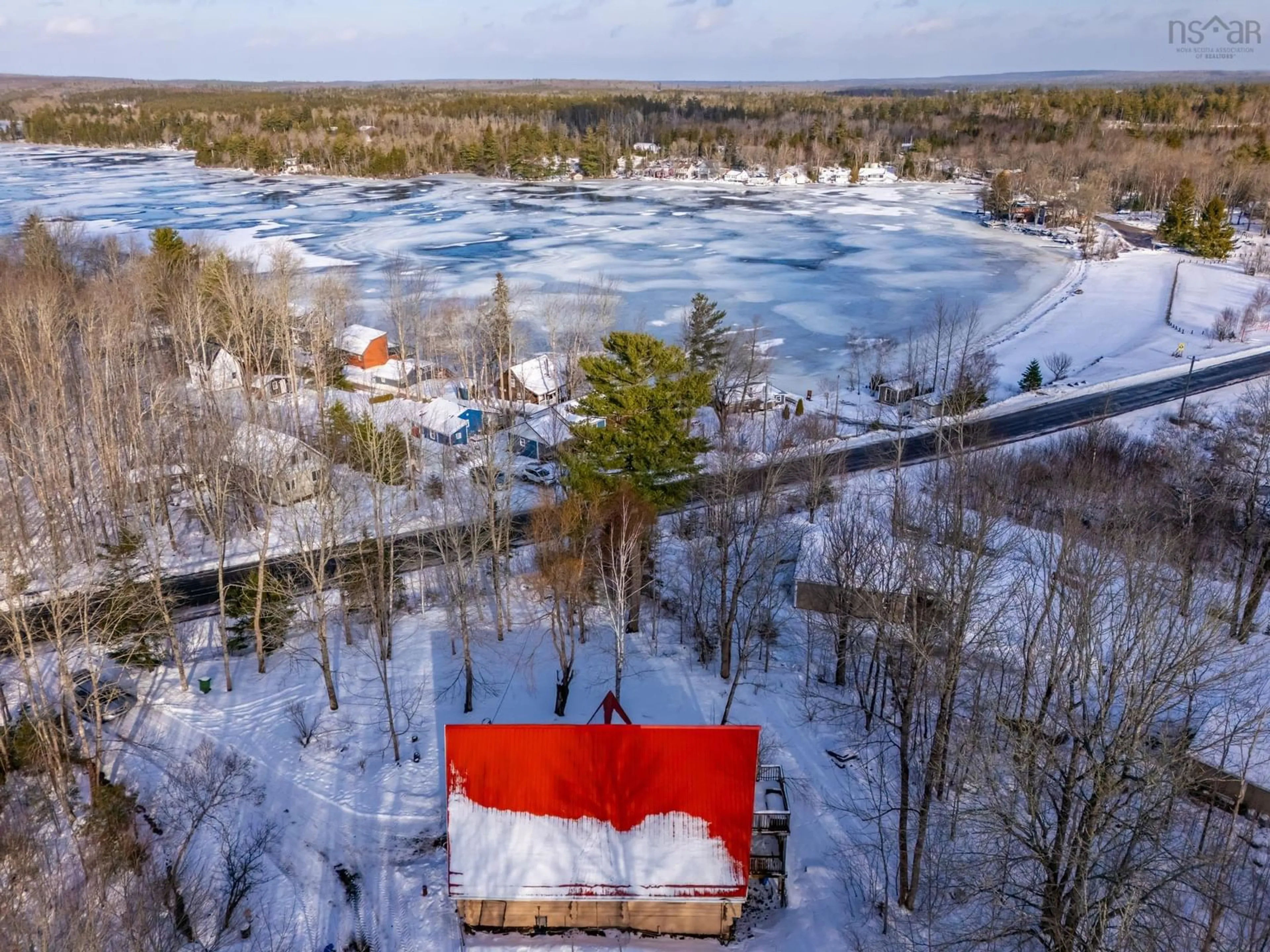 A pic from outside/outdoor area/front of a property/back of a property/a pic from drone, water/lake/river/ocean view for 68 North River Rd, Lake George Nova Scotia B0P 1C0