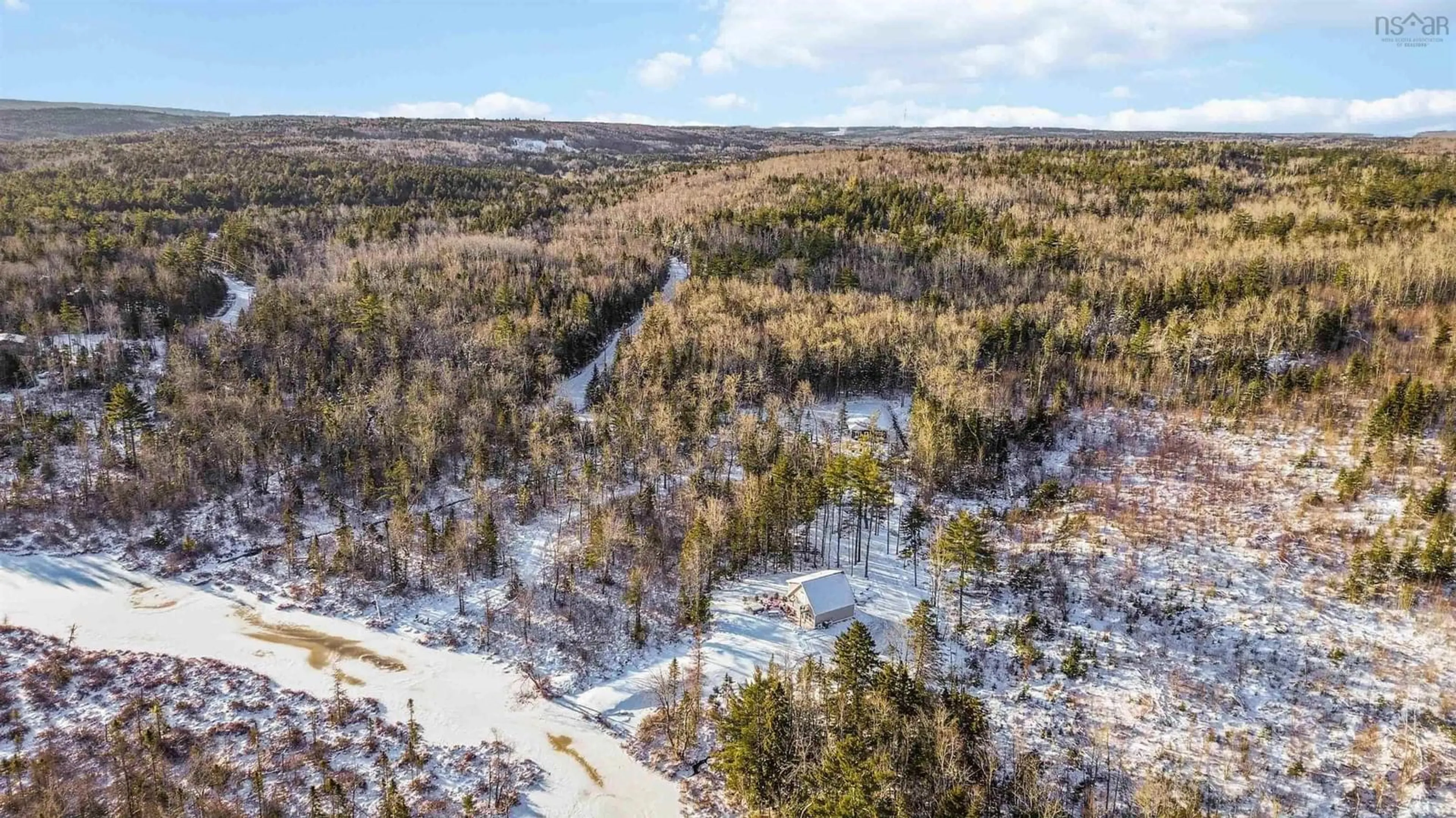 A pic from outside/outdoor area/front of a property/back of a property/a pic from drone, forest/trees view for 97 Forest Heights Dr, Vaughan Nova Scotia B0N 2T0