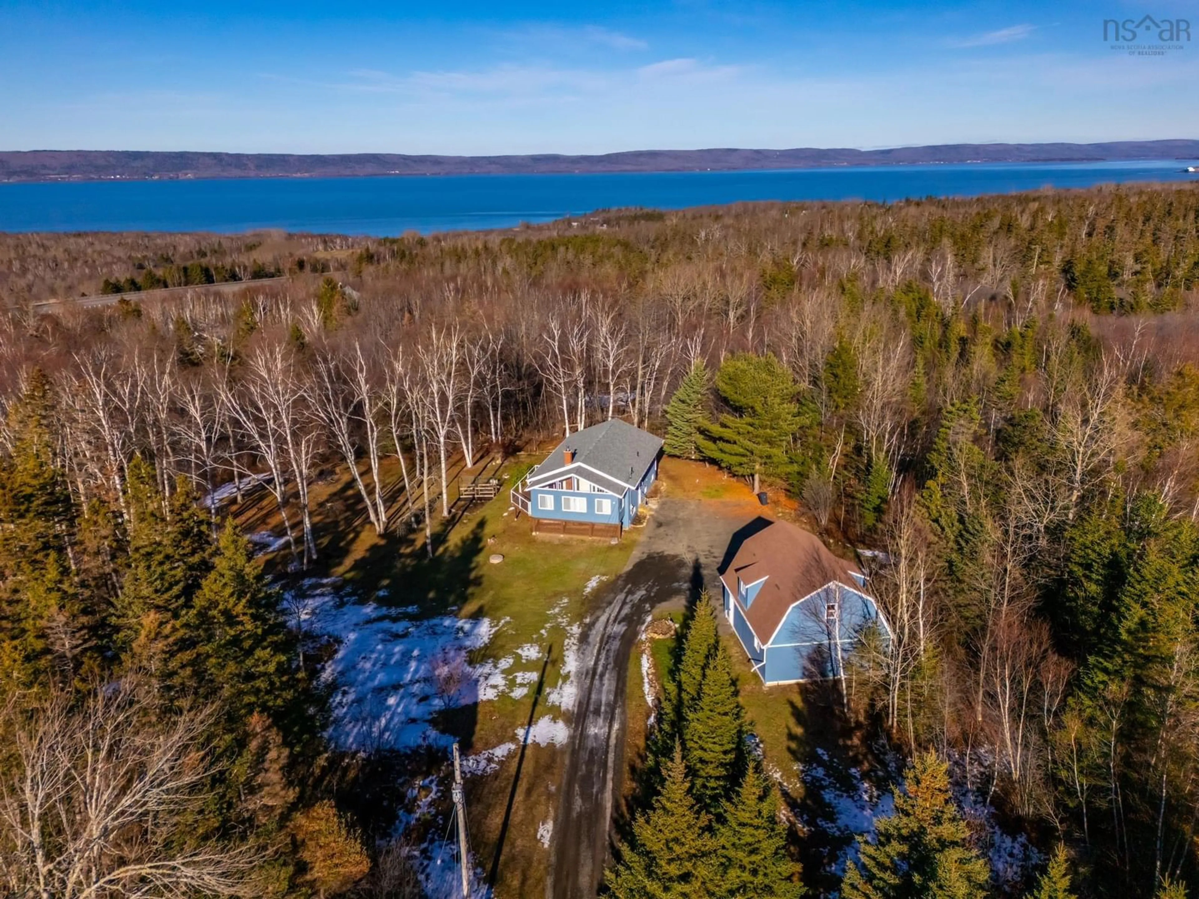 A pic from outside/outdoor area/front of a property/back of a property/a pic from drone, water/lake/river/ocean view for 53 Waldeck Line Rd, Deep Brook Nova Scotia B0S 1J0