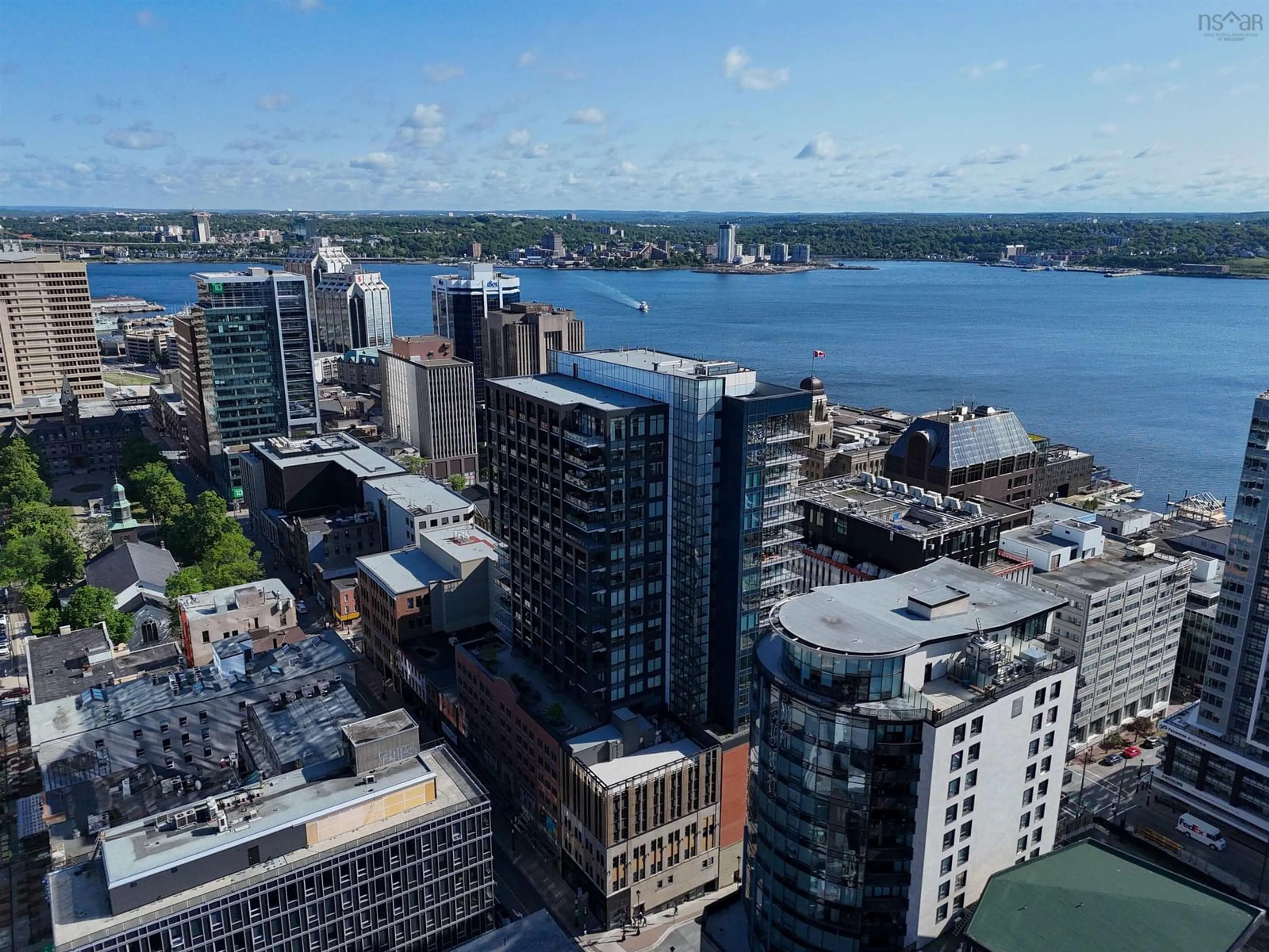 A pic from outside/outdoor area/front of a property/back of a property/a pic from drone, city buildings view from balcony for 1650 Granville St #2302, Halifax Nova Scotia B3J 0E1