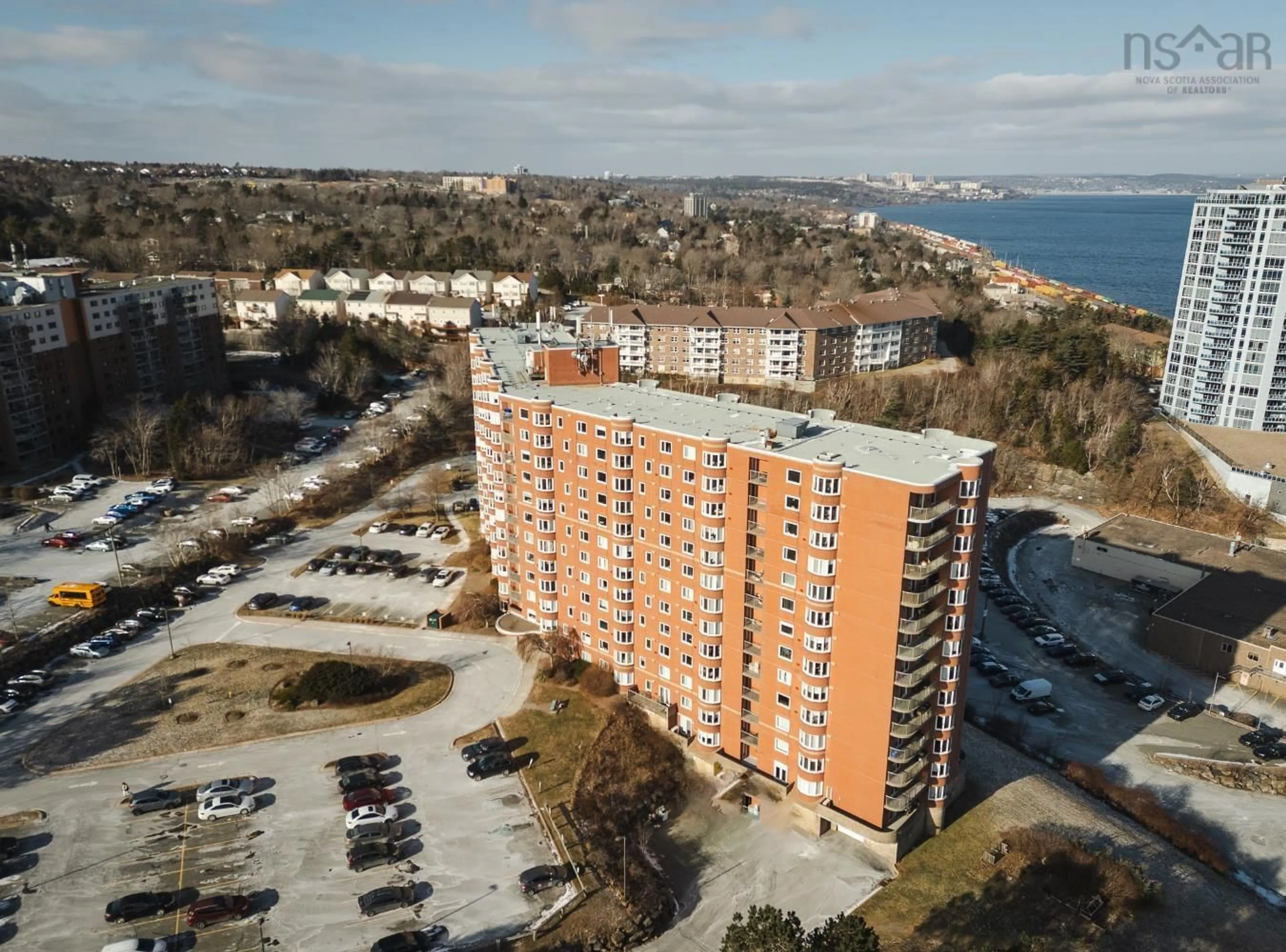 A pic from outside/outdoor area/front of a property/back of a property/a pic from drone, building for 45 Vimy Ave #612, Halifax Nova Scotia B3M 4C5