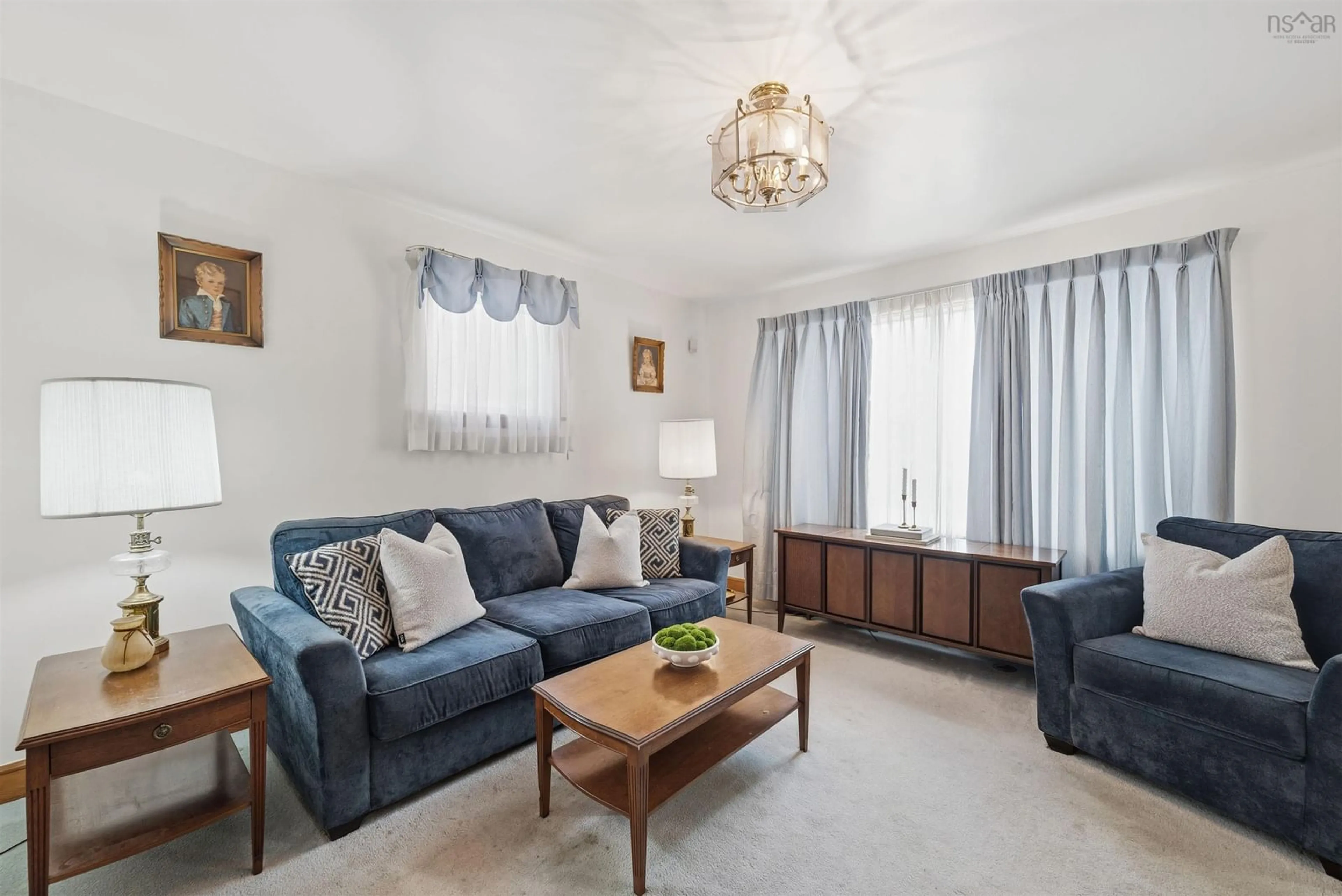 Living room with furniture, carpet floor for 6421 Dudley St, Halifax Nova Scotia B3L 2S1