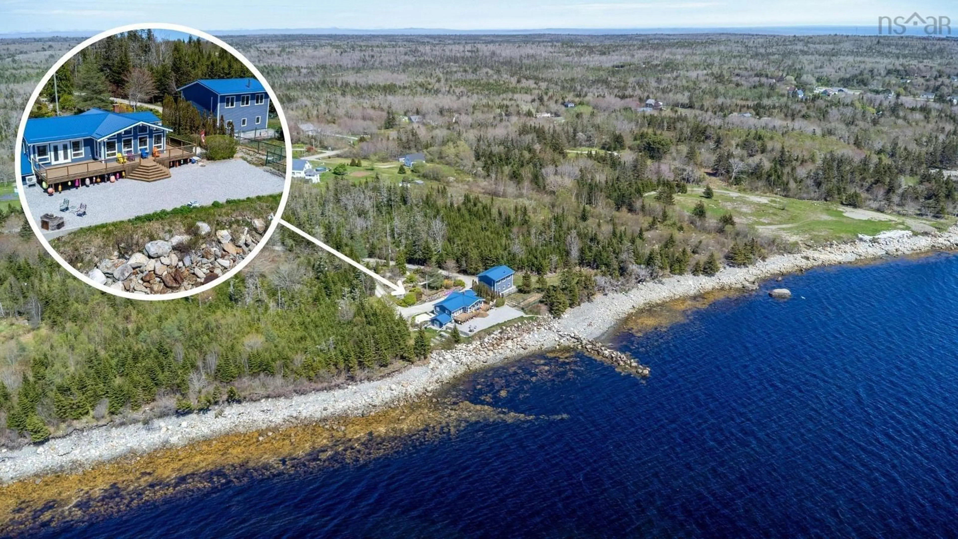 A pic from outside/outdoor area/front of a property/back of a property/a pic from drone, water/lake/river/ocean view for 1904 Sandy Point Rd, Sandy Point Nova Scotia B0T 1W0