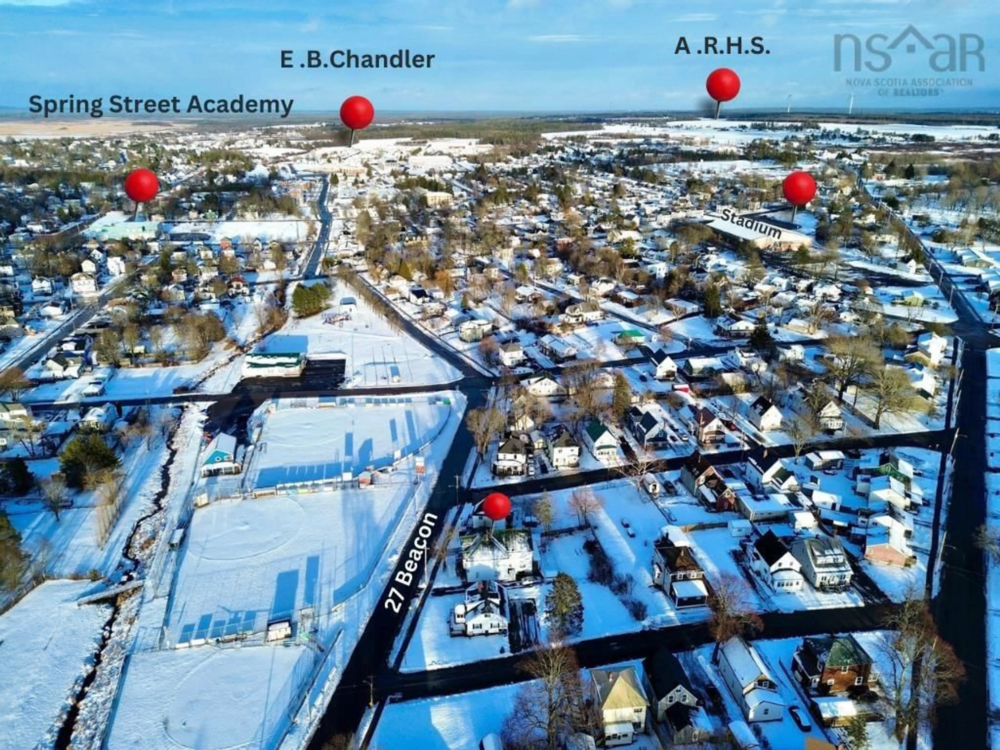 A pic from outside/outdoor area/front of a property/back of a property/a pic from drone, street for 27 Beacon St, Amherst Nova Scotia B4H 1P3